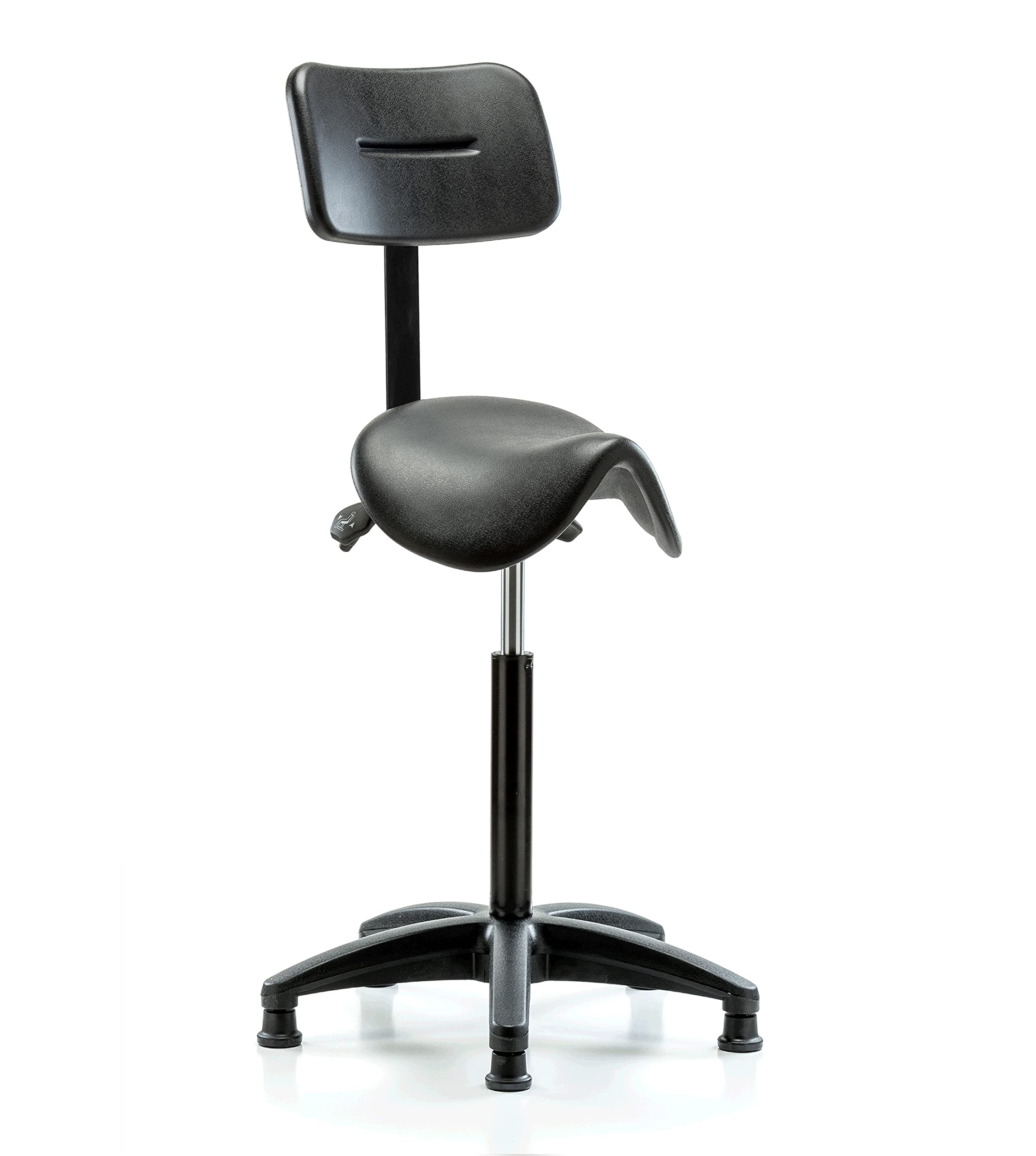 Ergonomic Perch Saddle Stool with Adjustable Height & Back Support - Comfortable Seating for Office, Salon, Lab & Standing Desks - Perfect for Prolonged Sitting & Standing Workstations