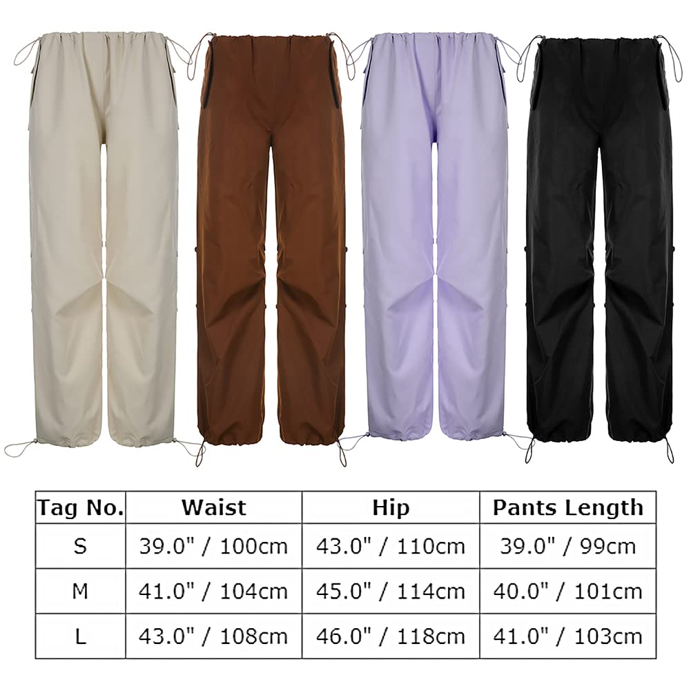 ODIZLI Women's Baggy Cargo Pants with Pockets - Drawstring Low Waist Loose Fit Hip Hop Casual Sweatpants | Y2K Streetwear for Women | Perfect for Street Style, Lounge Wear & Urban Fashion Outfits