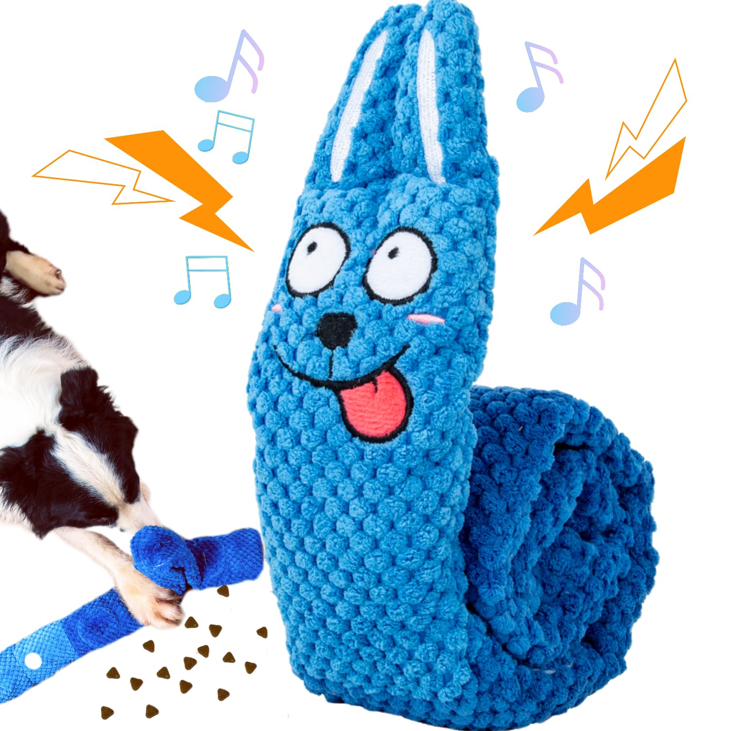 Interactive Squeaky Dog Puzzle Toys - Plush Snuffle Mat for IQ & Foraging Instinct Training - Puppy Enrichment Toys for Small, Medium & Large Dogs (Blue Rabbit) - Perfect for Boredom Relief & Mental Stimulation at Home or Travel