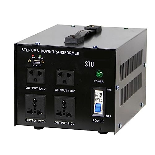 5000VA Voltage Converter Transformer - Step Up/Down 110V to 220V & 220V to 110V for Household Appliances - Universal Power Adapter for Travel, Electronics & Kitchen Devices - Black