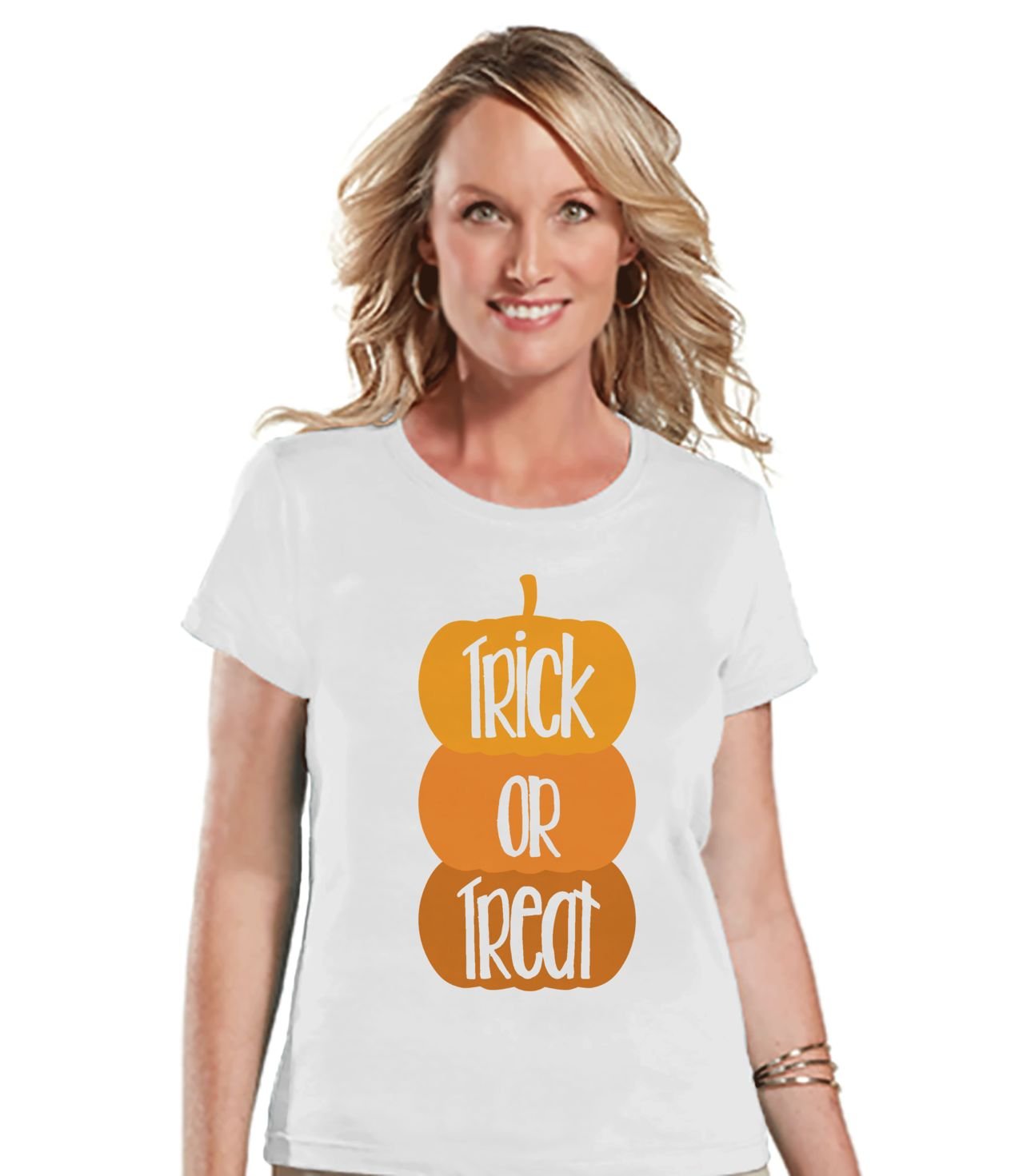 Custom Women's Trick or Treat Halloween T-Shirt for Party & Costume - Funny Cute Halloween Outfit for Costume Parties, Bar Crawls & Spooky Events