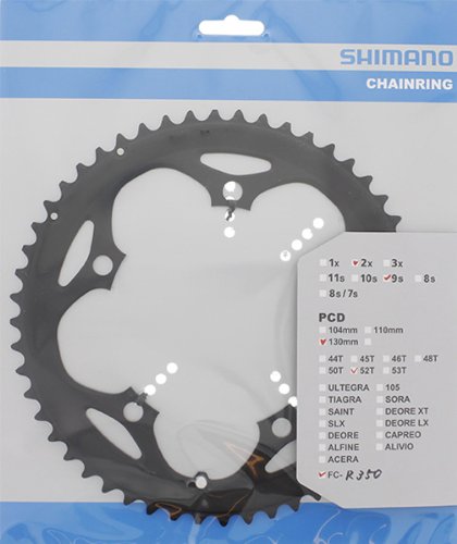 Shimano FC-R350 52T Chainring - Black Y-1ND98040 - Compatible with Road Bikes & Cycling Components