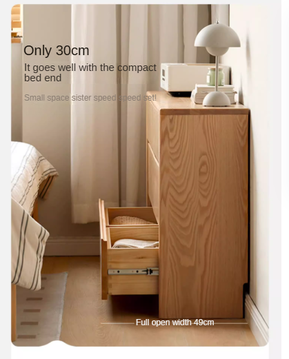 Solid Oak Wood Ultra Narrow Dressing Table - Compact Vanity Desk for Small Spaces, Bedroom, Apartment & Dorm Room