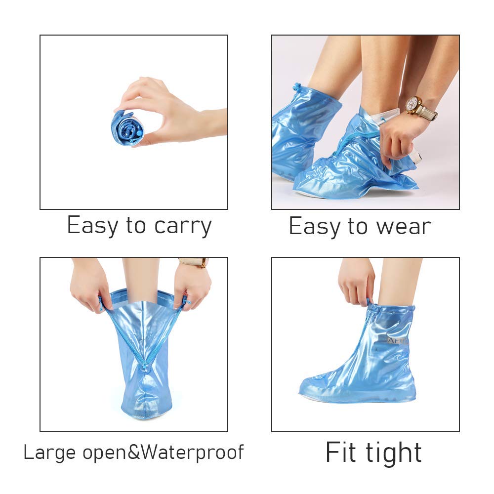 Waterproof Reusable Non-Slip Shoe Covers for Snow & Rain - Durable Shoe Protector Guards, Water Resistant Overshoes (Medium, White) - Perfect for Winter Hiking, Commuting & Outdoor Activities