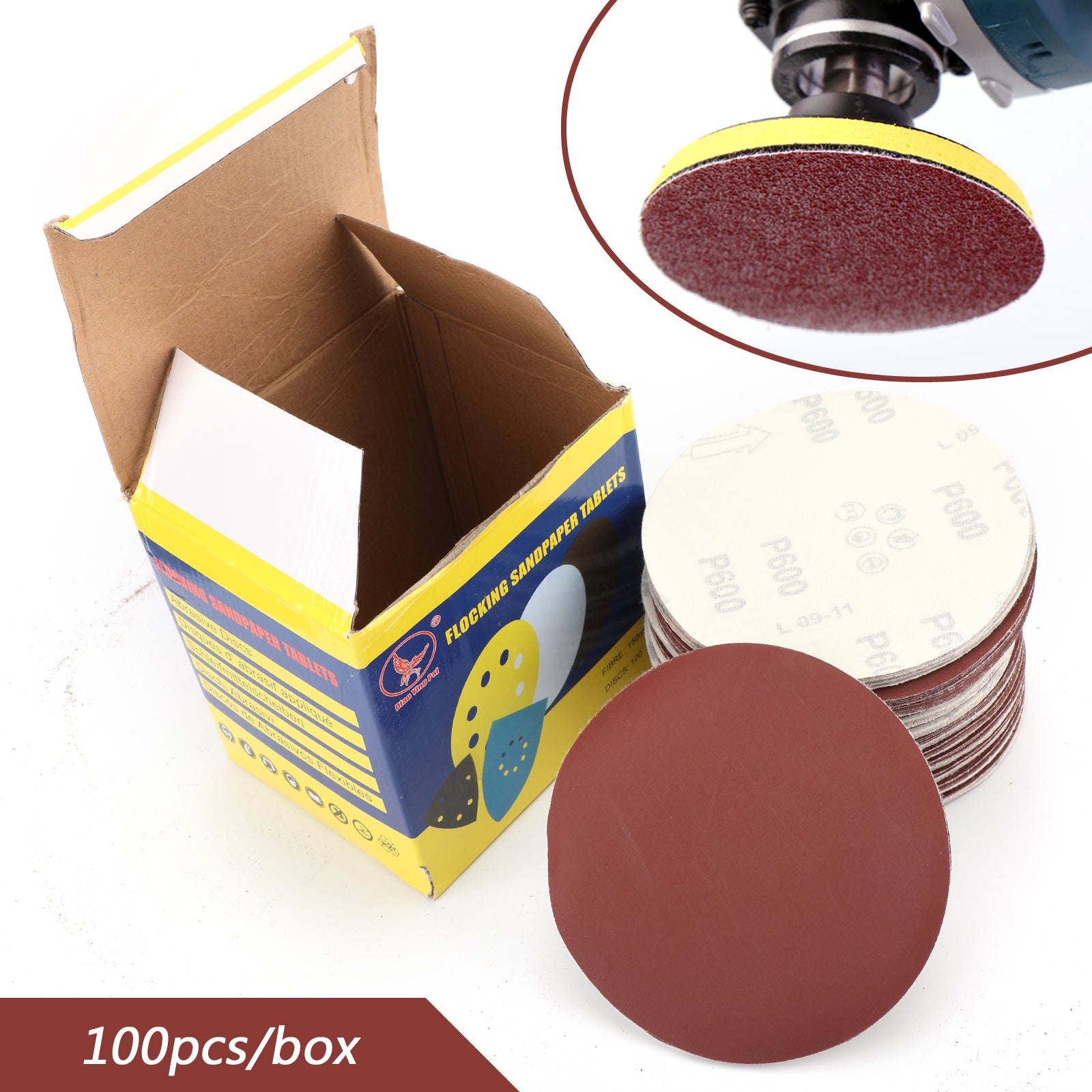 100PCS 6-Inch Hook & Loop Sanding Discs, 40-2000 Grit Sandpaper Sheets for Woodworking, Metal Polishing & Automotive Sanding - Multi-Purpose Abrasive Discs for Orbital Sanders