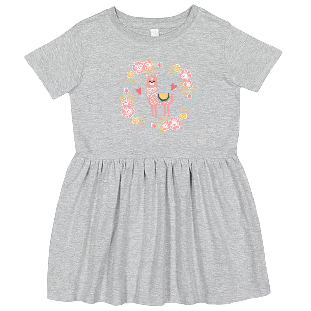 Inktastic Llama Rose Flower Wreath Toddler Dress - Cute Baby Girl Outfit for Birthday, Photo Shoots & Special Occasions