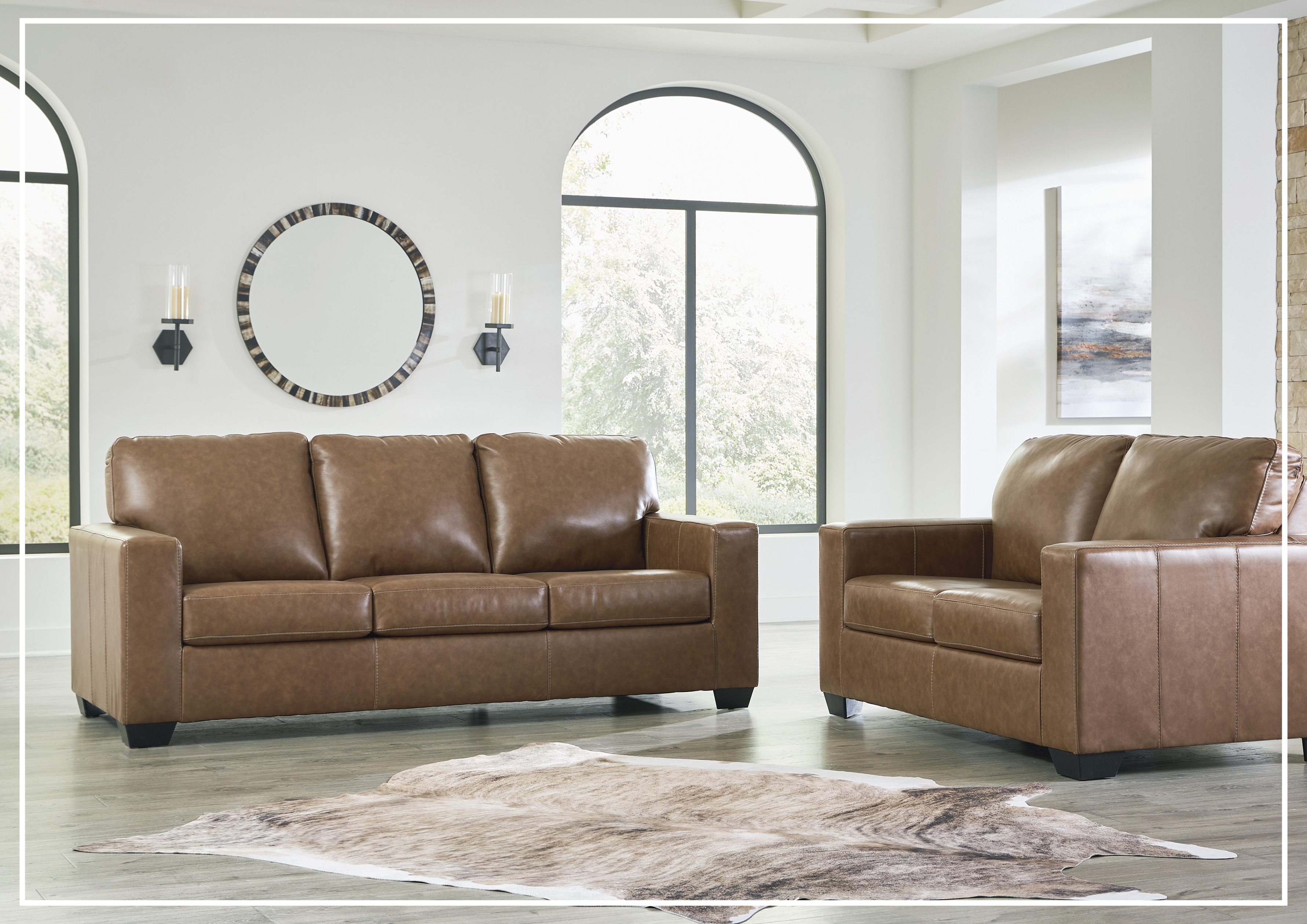 Gio Italia Bella 3-Seater Genuine Leather Sofa in Caramel Brown - Luxury Living Room Furniture for Modern Home & Office Decor