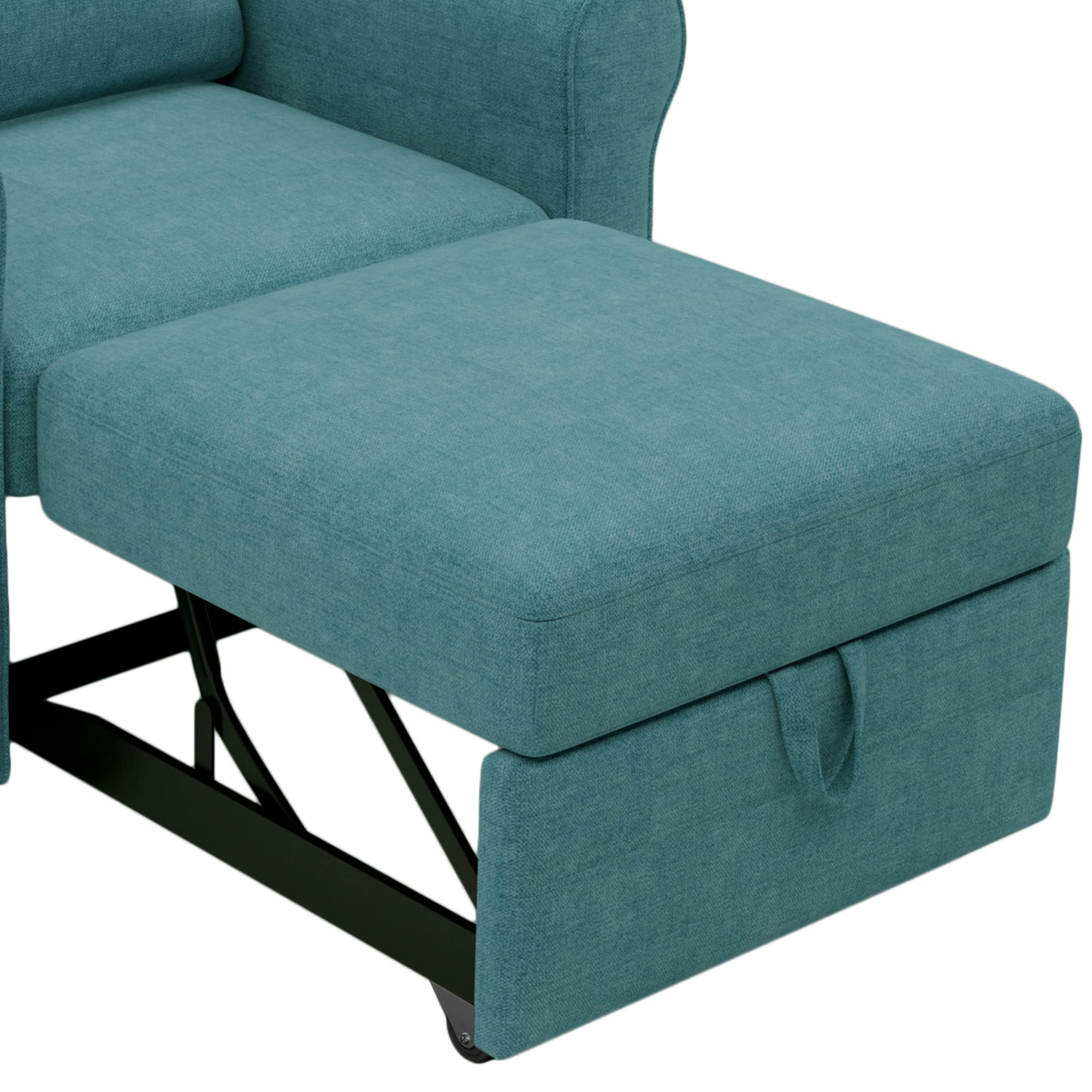 Polibi 3-in-1 Convertible Sofa Bed Chair - Adjustable Backrest Sleeper for Living Room & Bedroom - Modern Teal Futon for Small Spaces, Guest Room & Studio Apartments