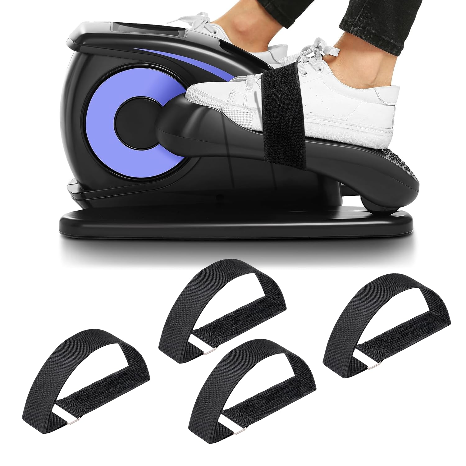4 Pack Pedal Straps for Under Desk Elliptical Machines - Non-Slip Foot & Leg Exerciser for Seniors, Home & Office Fitness - Improve Circulation & Burn Calories While Sitting at Work or Watching TV