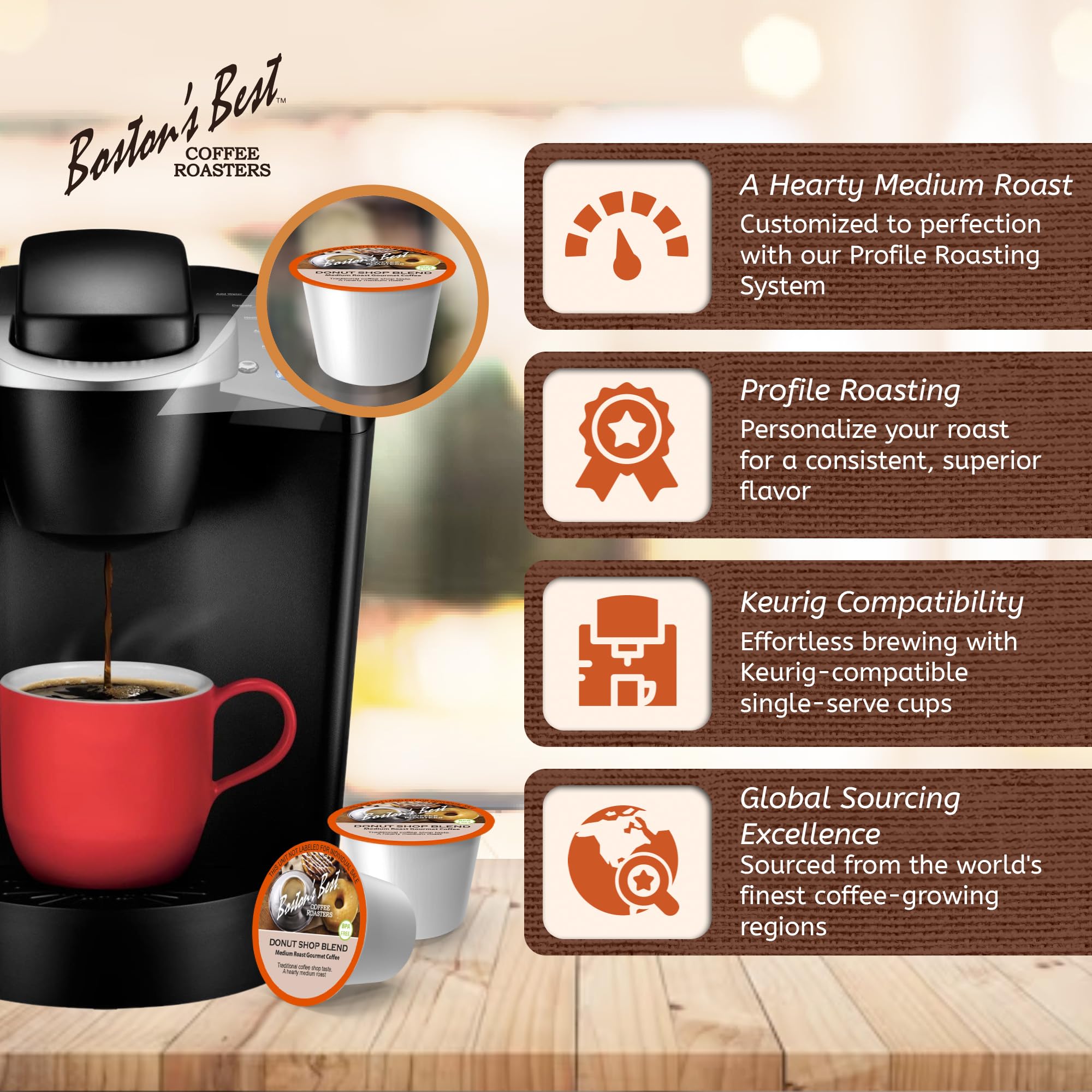 Boston’s Best Decaf Medium Roast Coffee Pods - Hearty Donut Shop Blend, 12 K-Cups for Keurig Brewers | Rich & Smooth Gourmet Coffee for Home, Office, or Breakfast Enjoyment