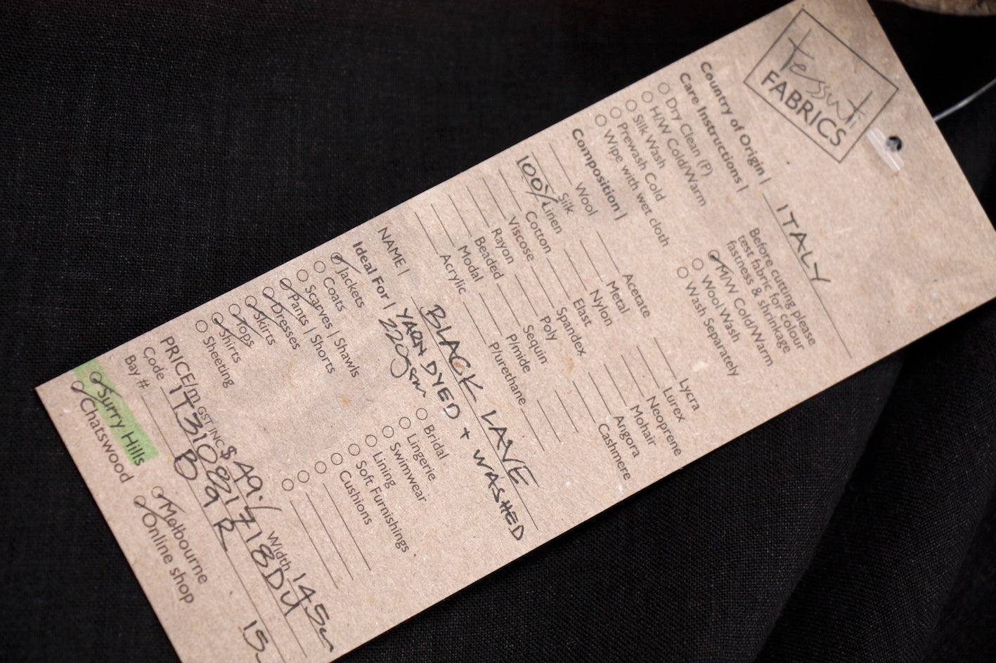 Premium Black Linen Fabric - 100% Natural Linen Material for Clothing, Dresses & Home Decor - Perfect for DIY Sewing, Curtains & Table Runners