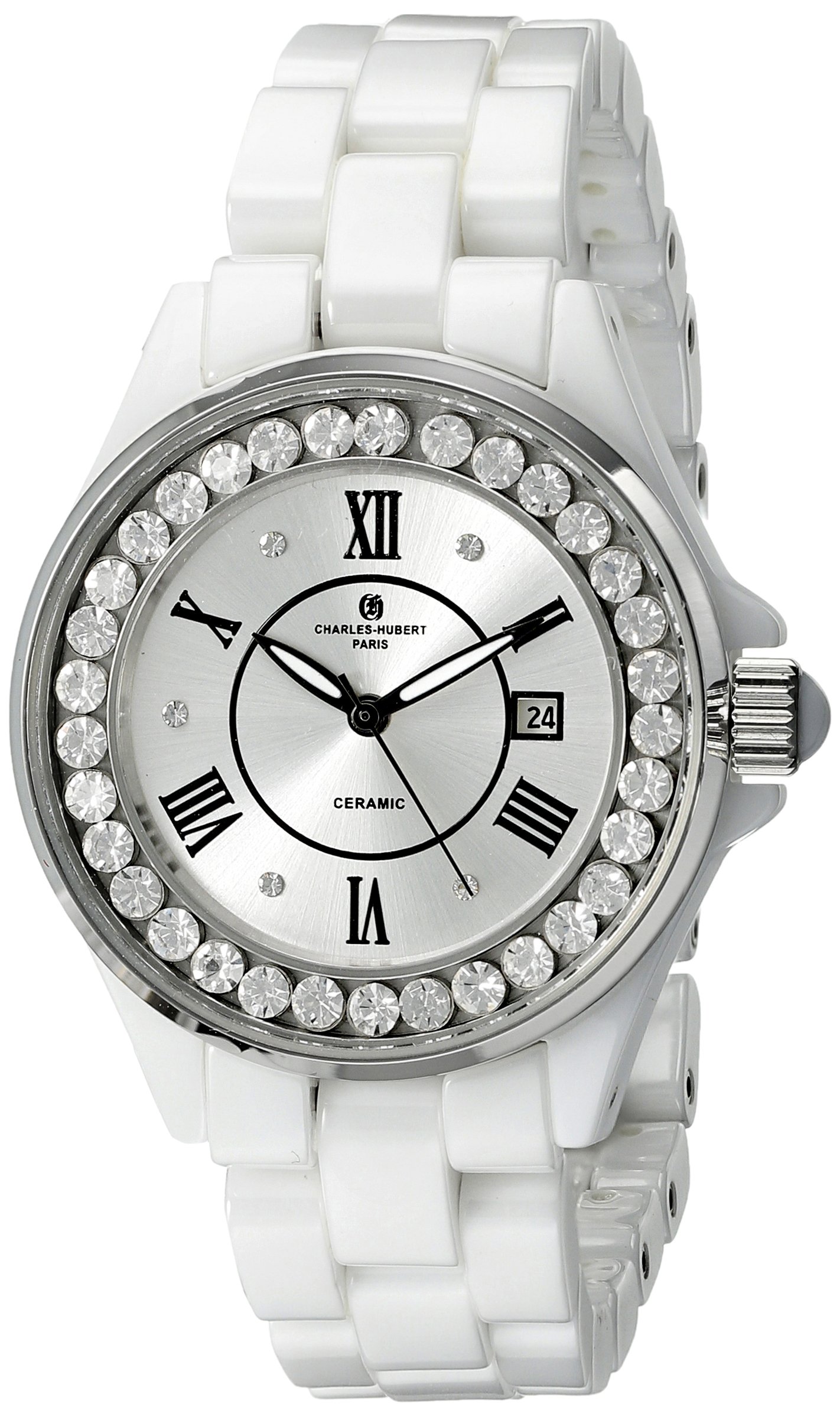 Charles-Hubert Paris Women's 6903-W Premium Collection White Japanese Quartz Analog Watch - Elegant Timepiece for Business, Formal Events & Everyday Wear