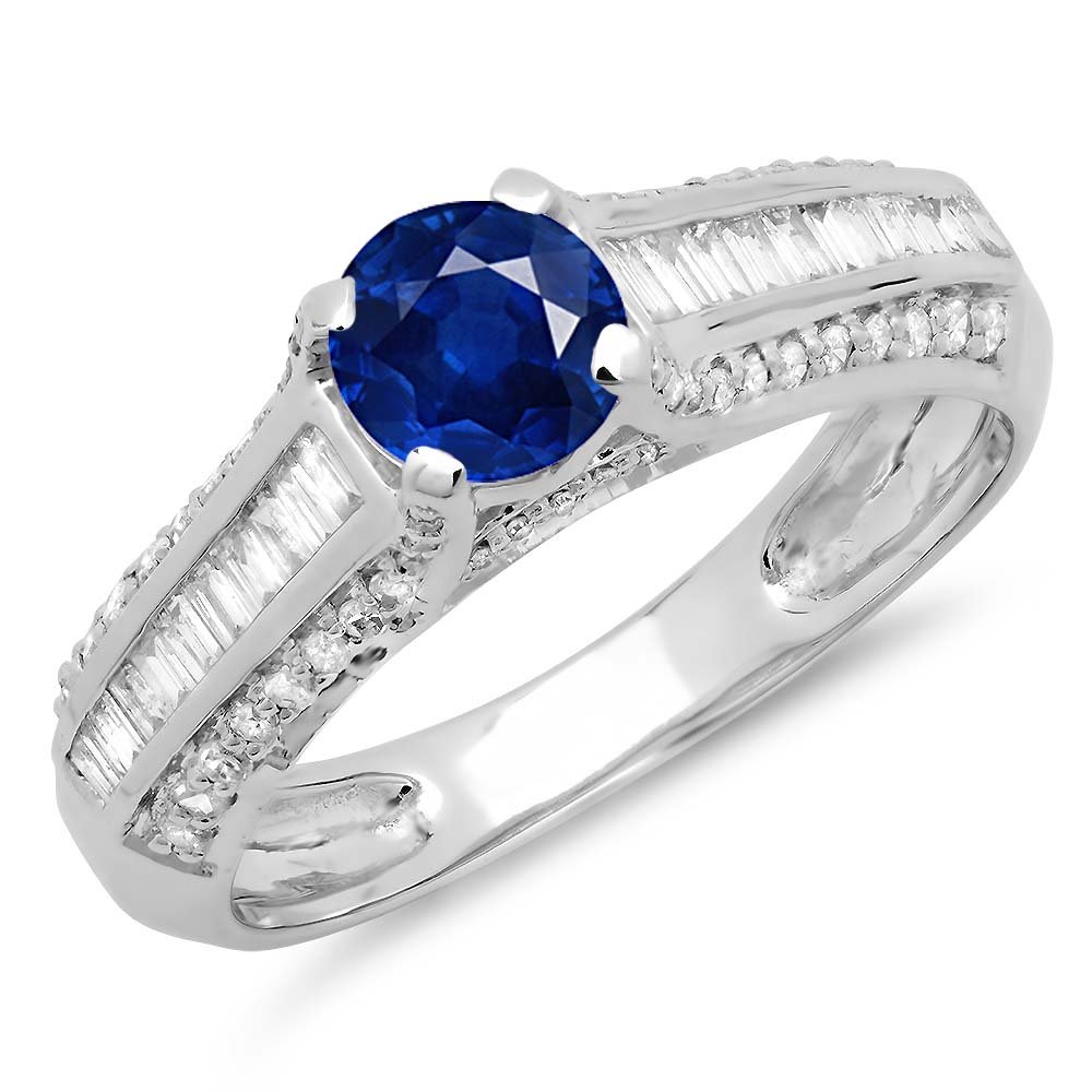 14K Solid Gold Blue Sapphire & White Diamond Solitaire Engagement Ring for Women - Dazzlingrock Collection | Perfect for Proposals, Weddings, Anniversaries & Special Occasions