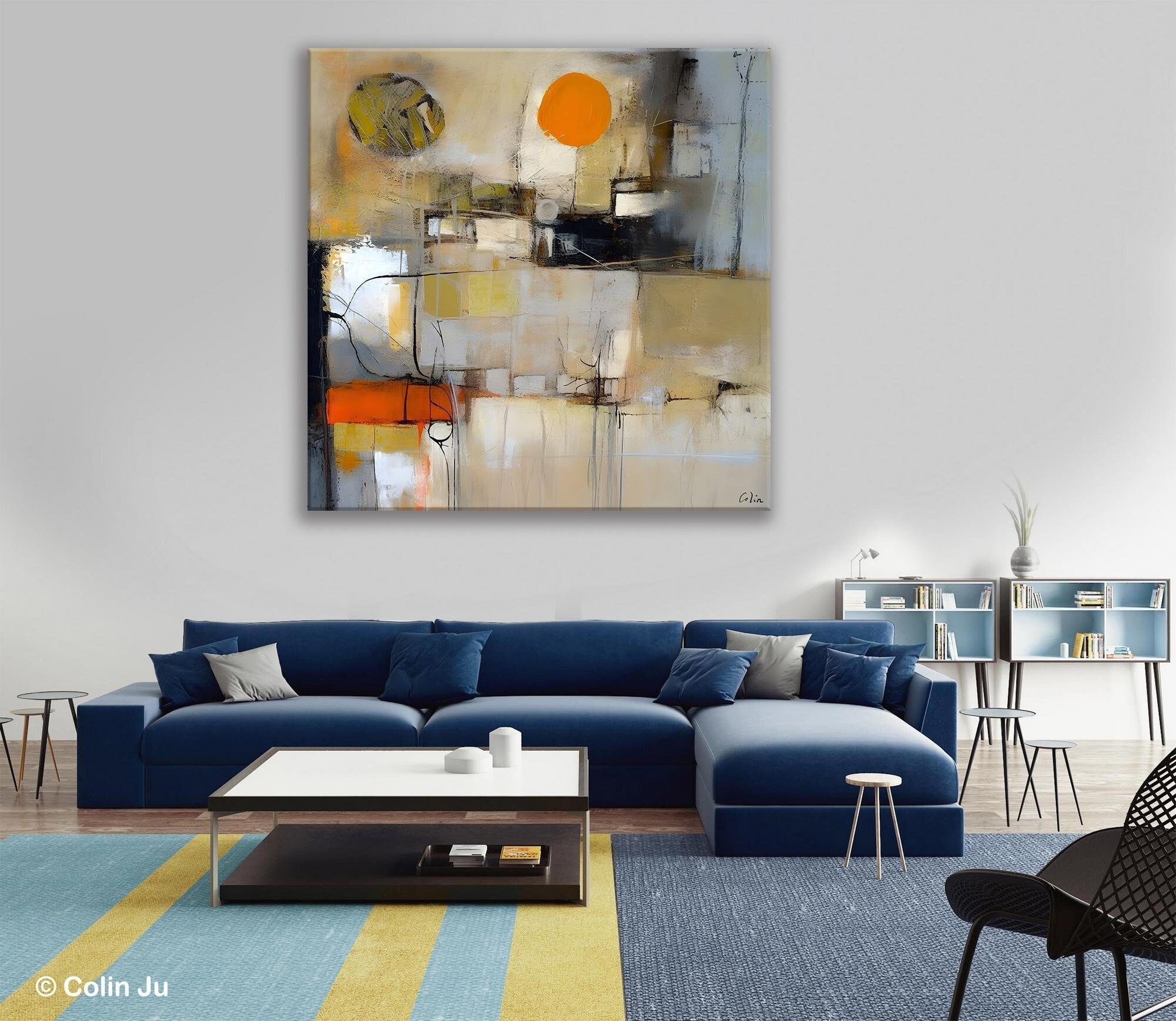 Large Abstract Wall Art for Bedroom - Modern Acrylic Canvas Painting - Contemporary Original Artwork for Living Room & Office Decor