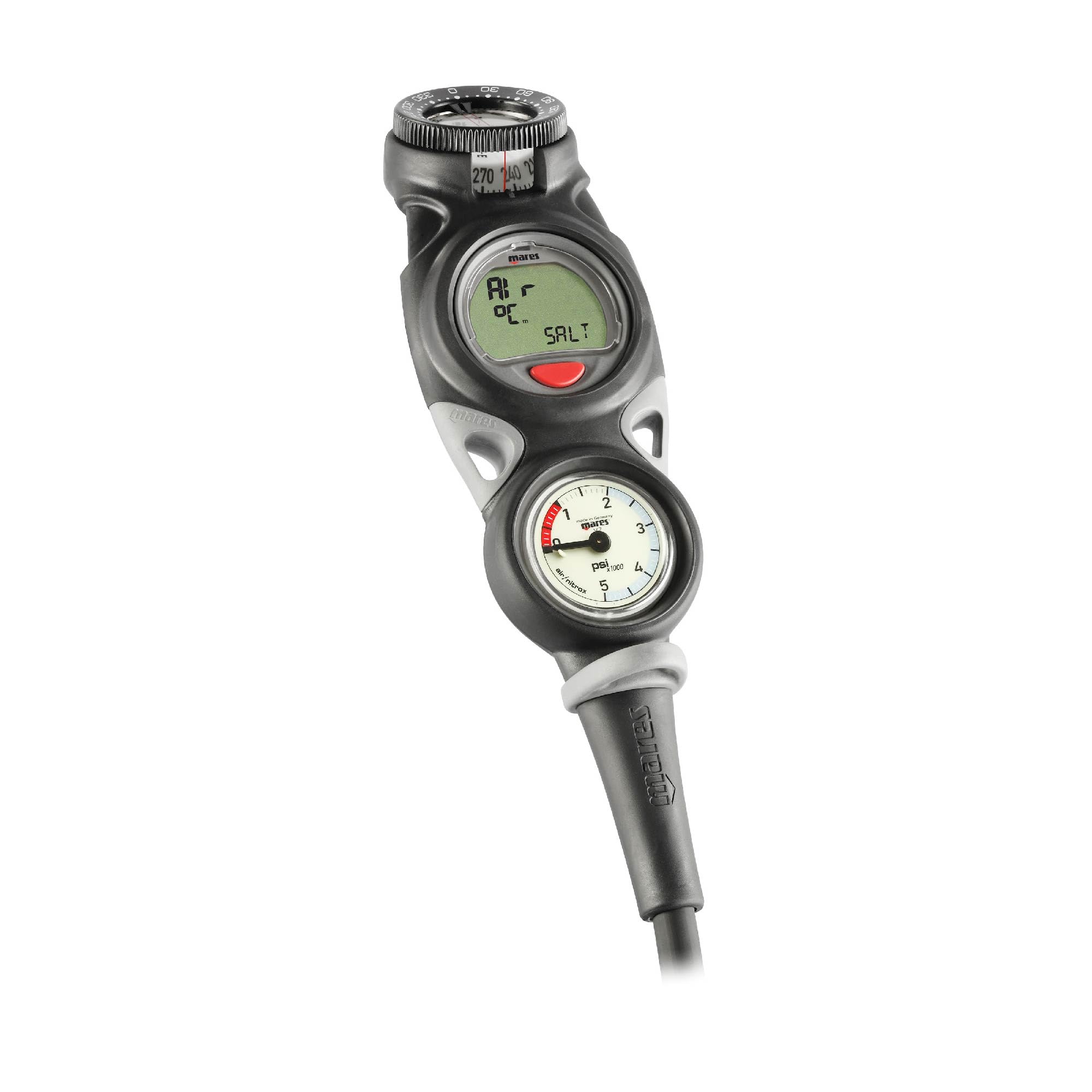 Mares Mission Puck 3 Scuba Diving Computer Console with Compact Pressure Gauge & Analog Compass | Wrist Mount Dive Computer for Underwater Exploration & Recreational Diving