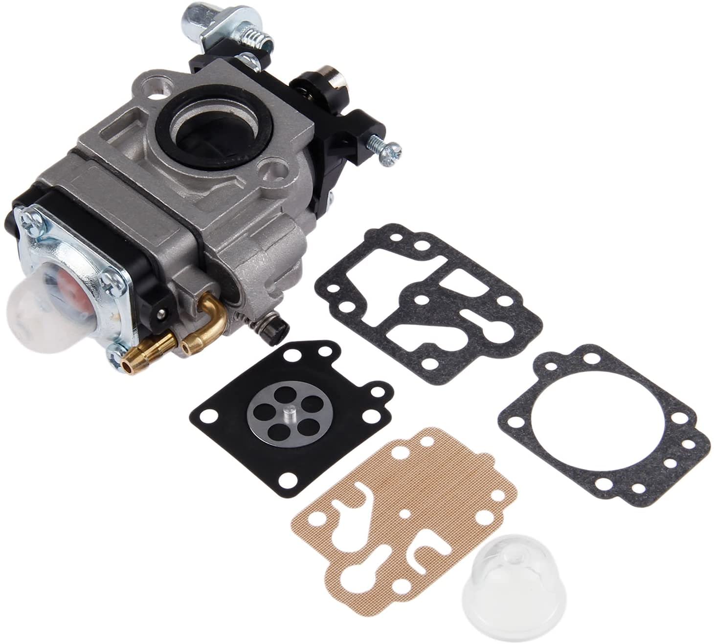 Queta 2-Stroke Carburetor for 40-52CC Brush Cutter Engine - Complete Repair Kit with Diaphragm Seal & Primer Bulb Base - Ideal for Trimmer, Weed Wacker, and Landscaping Tools