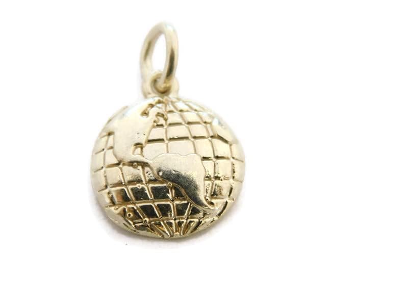 14K Yellow Gold World Globe Charm Pendant - Elegant Jewelry Gift for Travel Lovers & Geography Enthusiasts - Perfect for Necklaces, Bracelets & Special Occasions
