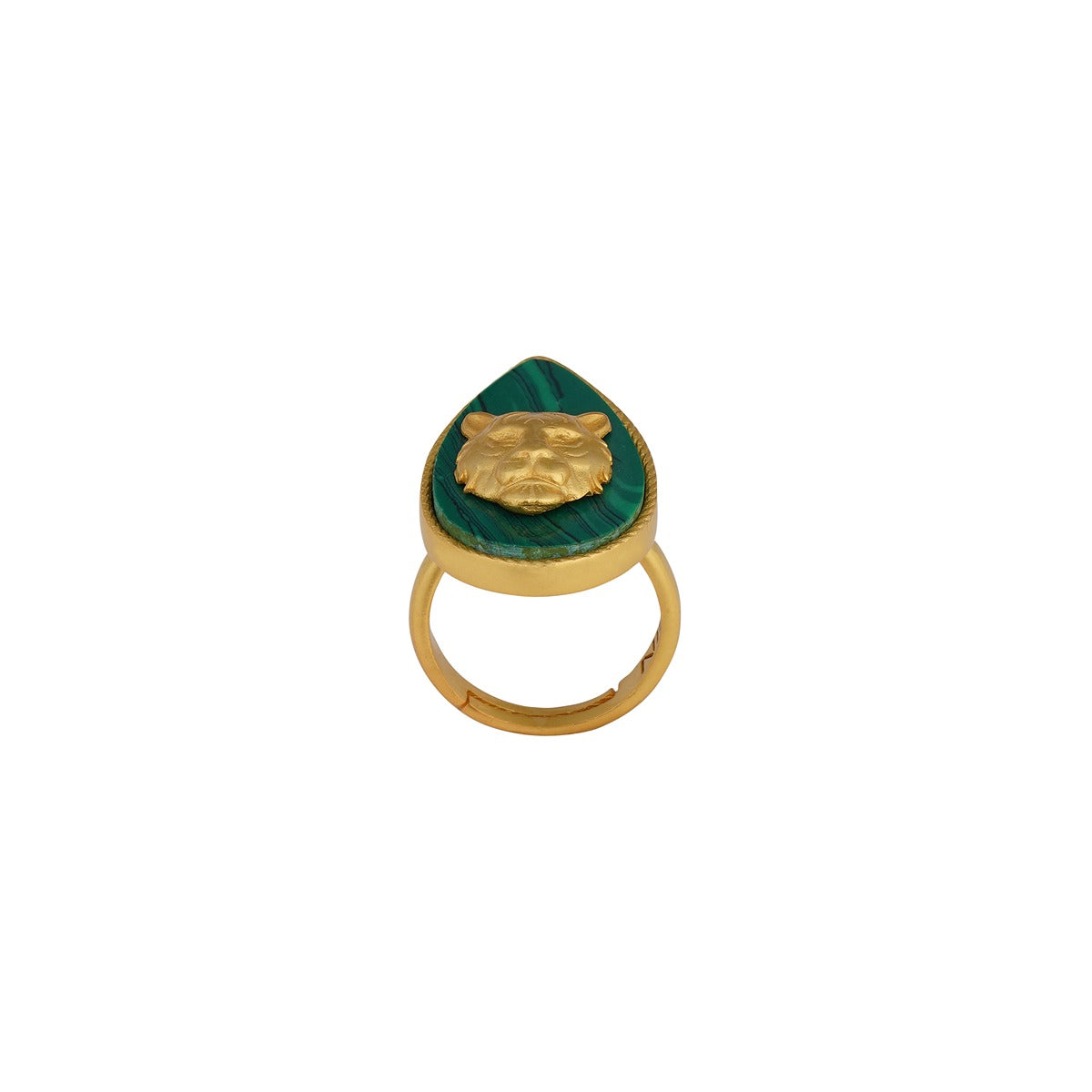Tigris Charm Tiger Ring with Malachite Stone - Stylish Animal Jewelry for Women, Unique Handmade Statement Ring - Perfect for Parties, Gifts & Boho Fashion