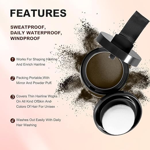 Root Touch Up Hair Color Powder - Dark Brown for Women & Men | Eyebrow, Beard & Gray Hair Coverage | Quick Fix for Bald Spots & Hairline | Perfect for Daily Use, Travel & Special Occasions