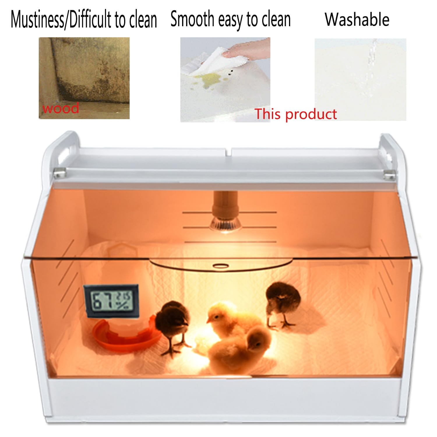 Intelligent Brooder Box for 10-15 Newborn Chicks, Quail & Small Animals - Manual Poultry Heater Breeding Box for Backyard Farming & Pet Care