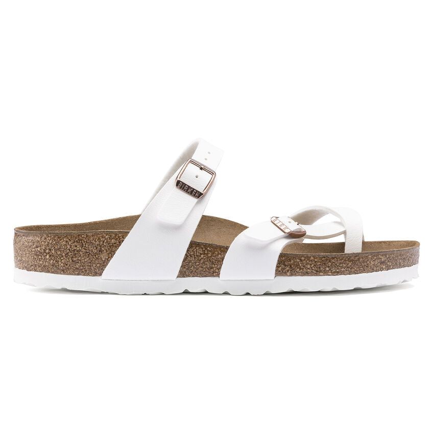 Birkenstock Mayari Birko-Flor Classic Footbed Sandals - Women's Comfortable White Leather Sandals for Summer, Beach & Casual Wear