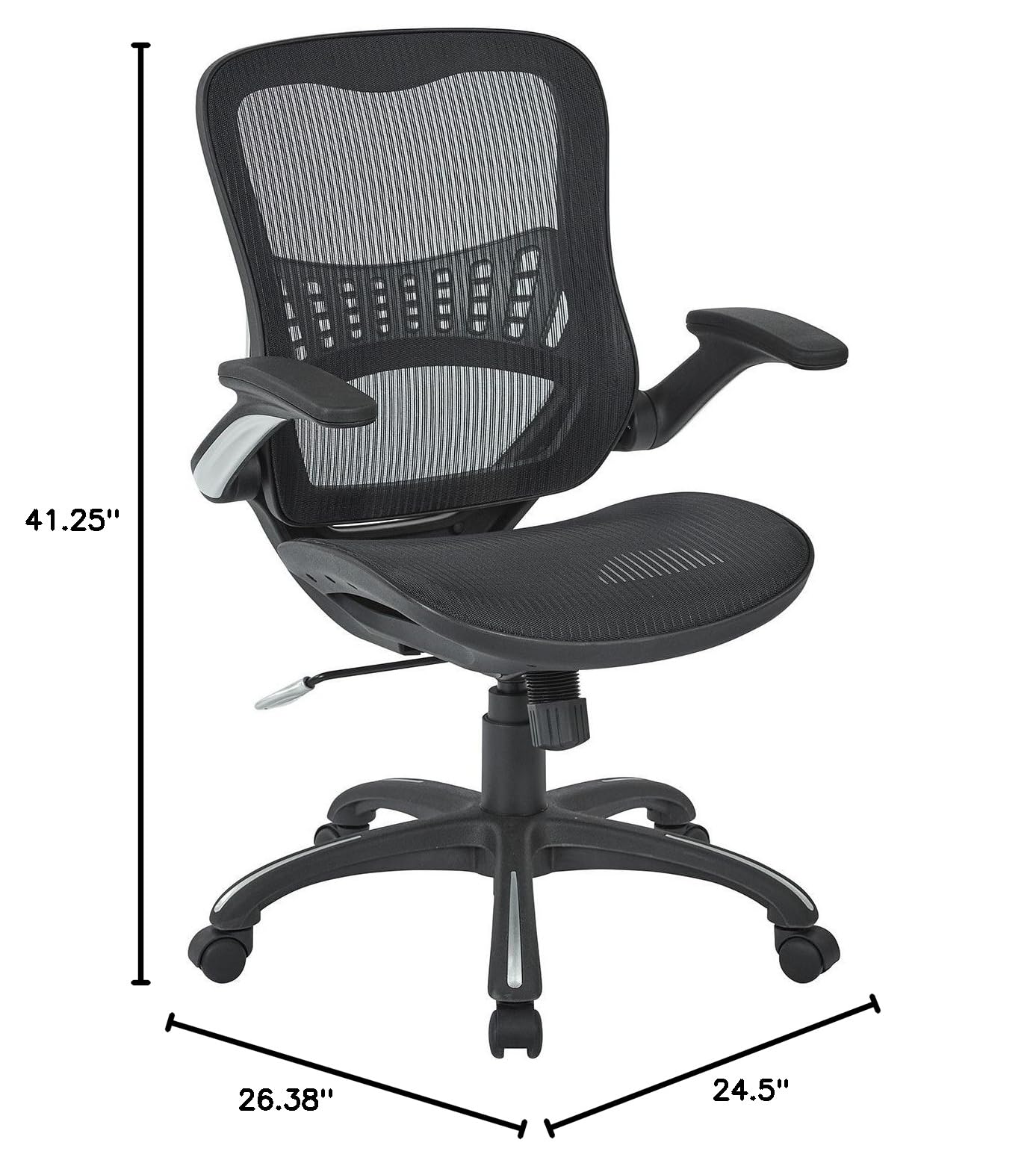 Office Star Ventilated Mesh Manager's Office Chair - Breathable Seat & Back Support, Black Base - Ergonomic Desk Chair for Home Office & Workspace