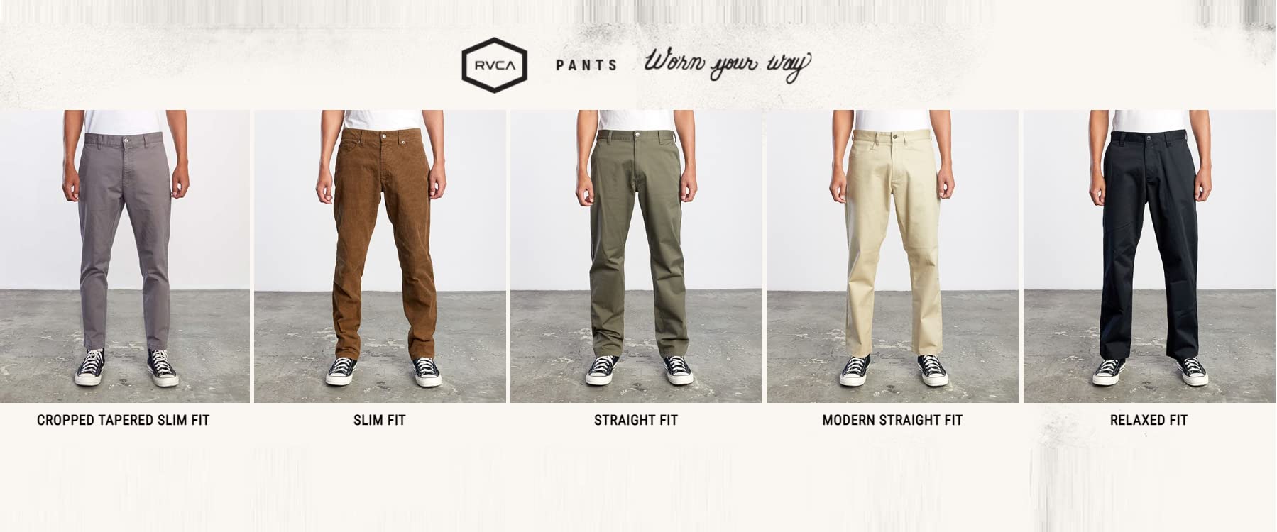 RVCA Men's Slim Fit Denim Jeans - Comfortable Stretch Denim Pants for Casual Wear & Outdoor Activities