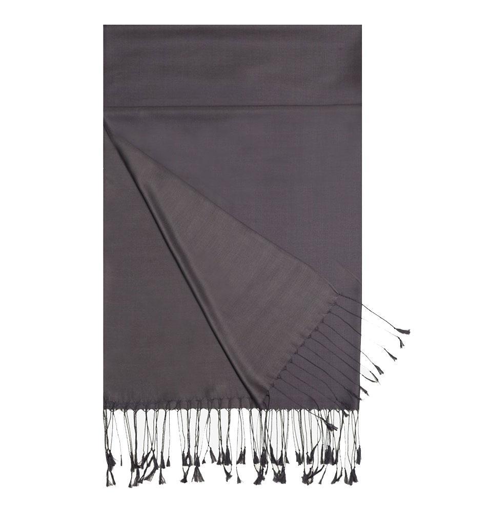 Aker Double Sided Silk Hijab Shawl #336 Charcoal Gray - Elegant Muslim Headscarf for Women, Perfect for Daily Wear, Prayer, and Special Occasions