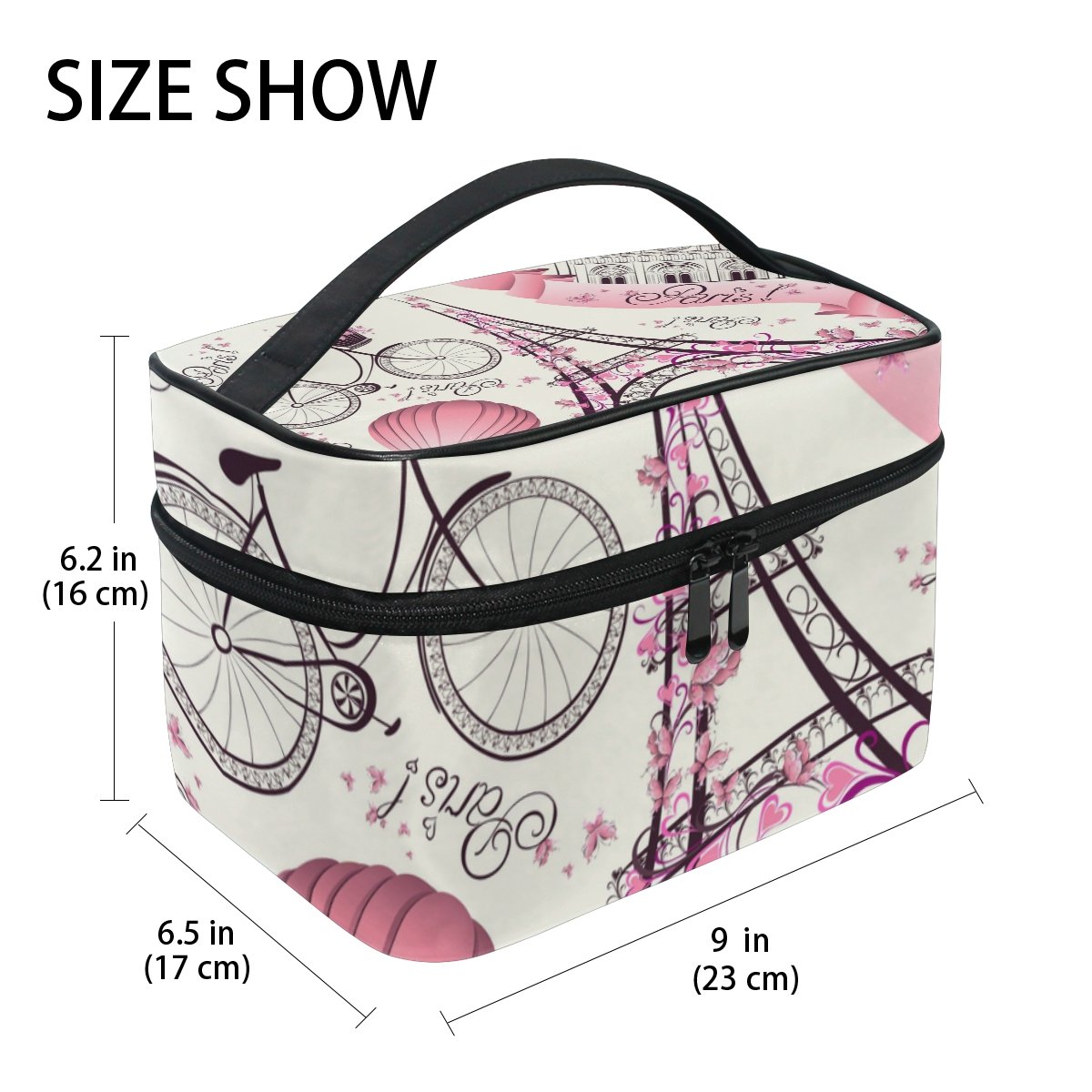 Cooper Girl Eiffel Tower Cosmetic Bag - Waterproof Travel Makeup Train Case with Mirror | Perfect for Travel, Gym & Daily Organization