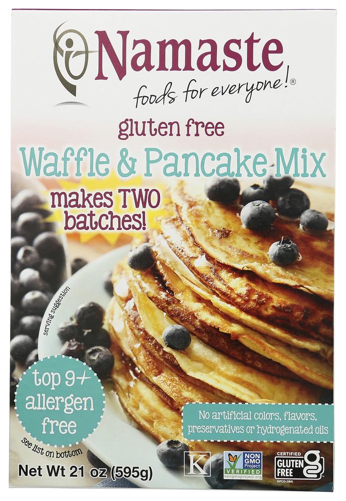 Namaste Foods Sugar Free Waffle & Pancake Mix - Gluten Free, Vegan, 21 Oz (Pack of 6) - Perfect for Breakfast, Keto Diet & Allergy-Friendly Baking