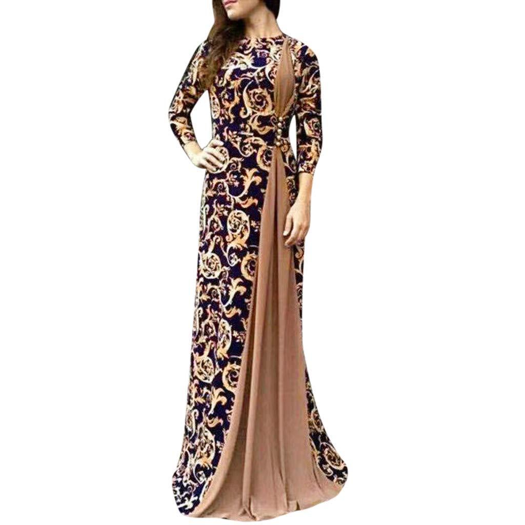 Elegant Dubai Print Long Islamic Dress for Women - Floral Arabian Maxi Dress | Modest Muslim Fashion 2024 | Perfect for Eid, Prayer, Weddings & Special Occasions
