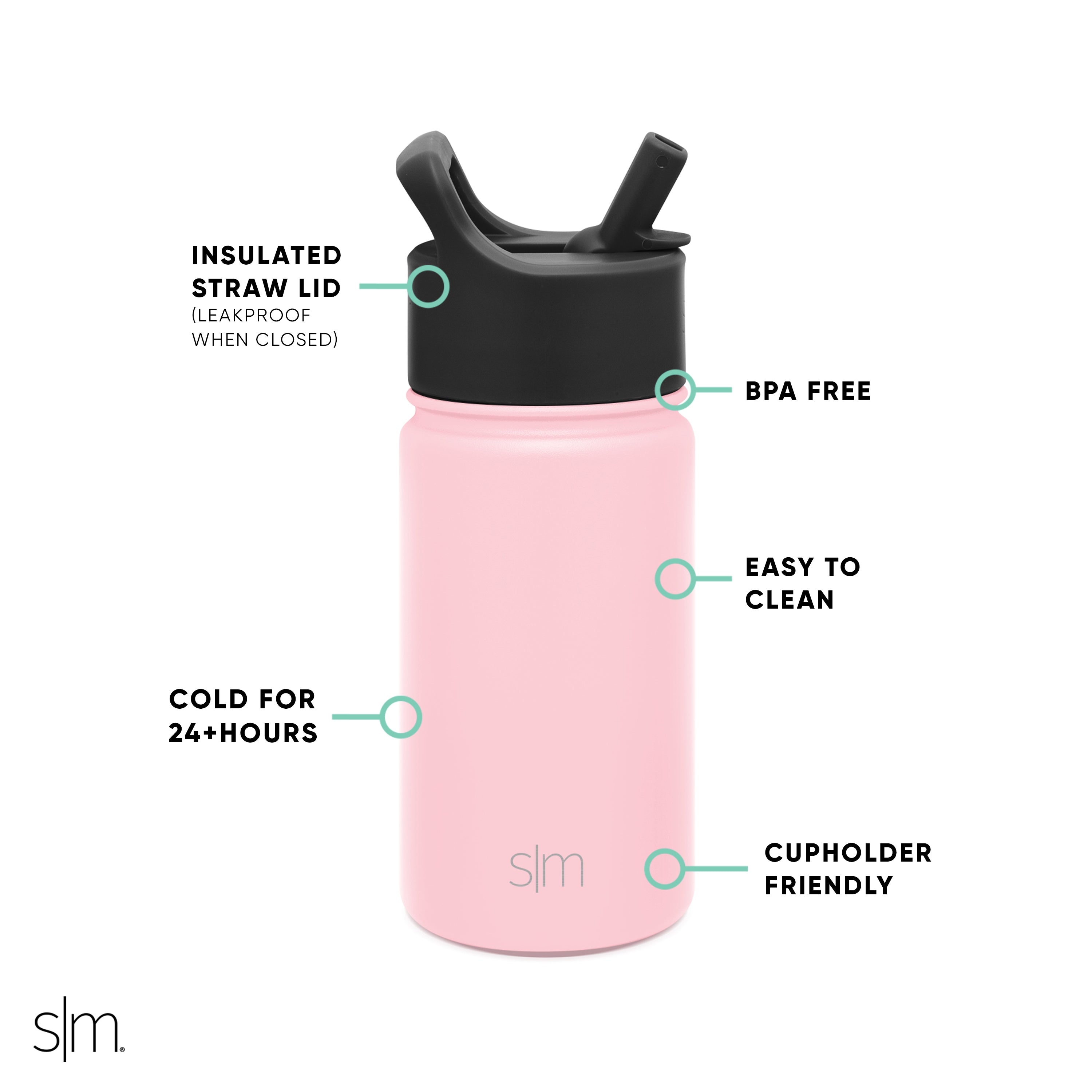 Summit Insulated Water Bottle with Straw Lid - Leakproof Stainless Steel Thermos for Hiking, Gym & Outdoor Activities