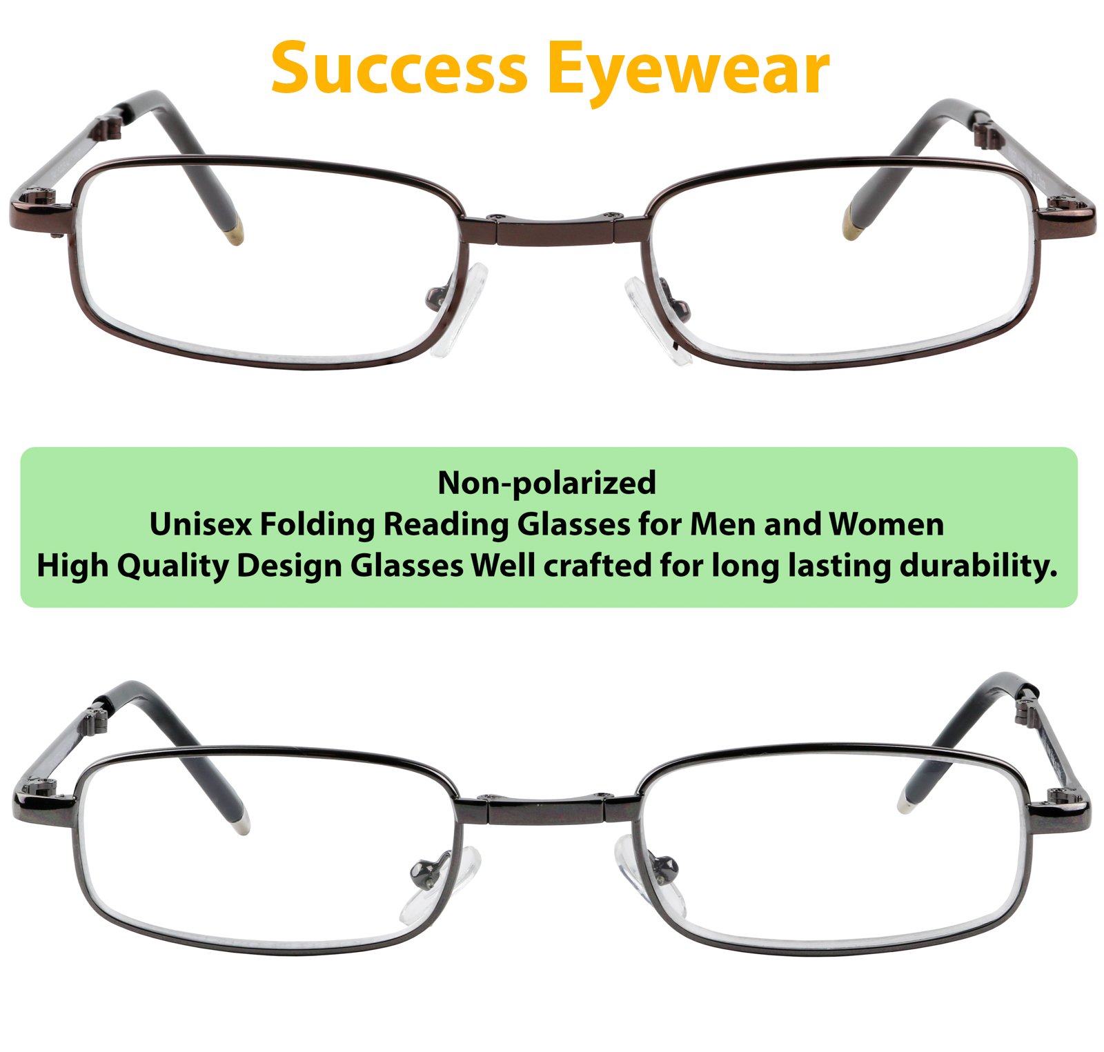 Stylish Folding Reading Glasses with Leather Case - 2 Pack Unisex Readers for Men & Women | Perfect for Office, Travel & Daily Use