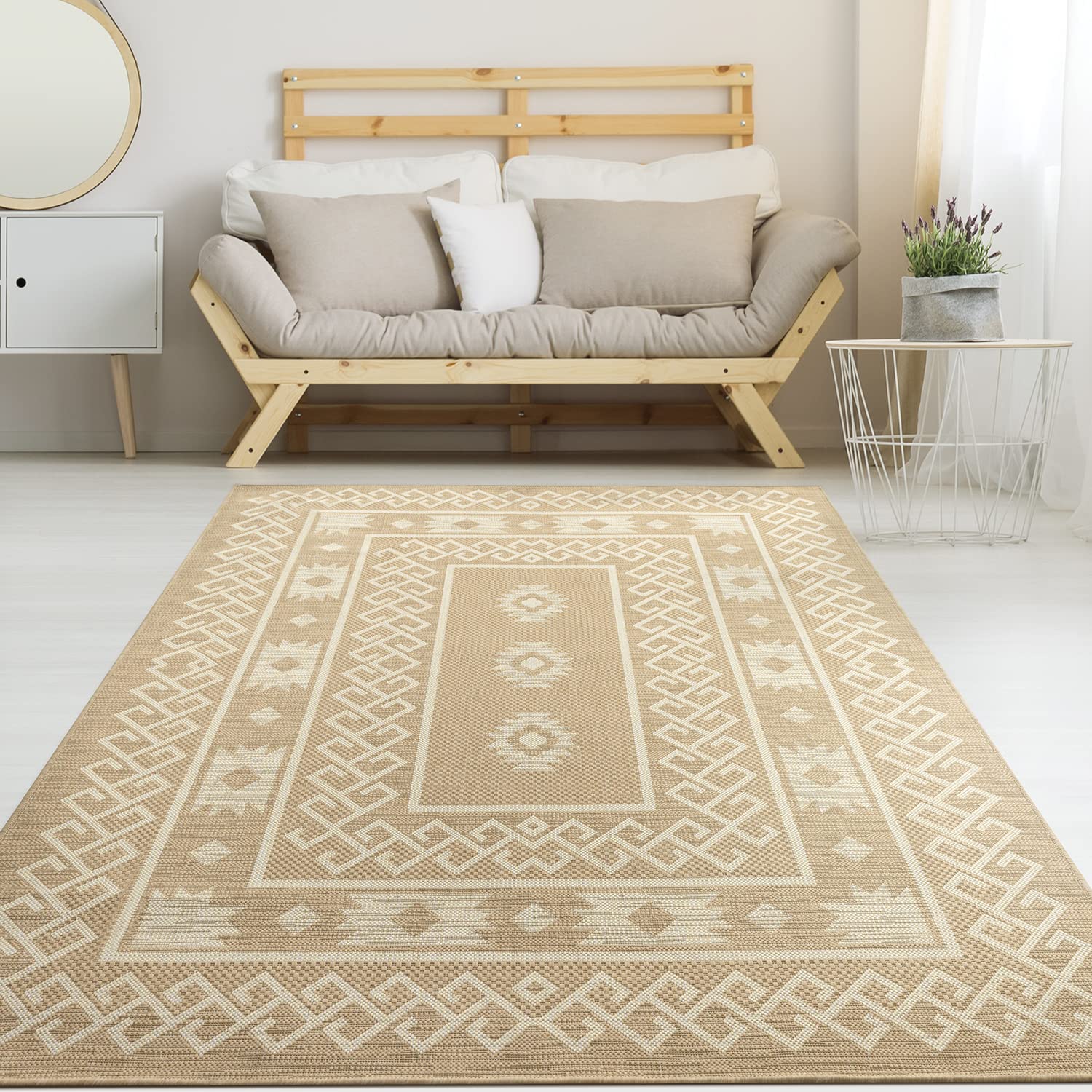 Antep Rugs 8x10 Outdoor/Indoor Southwestern Aztec Native Area Rug - Beige (7'10