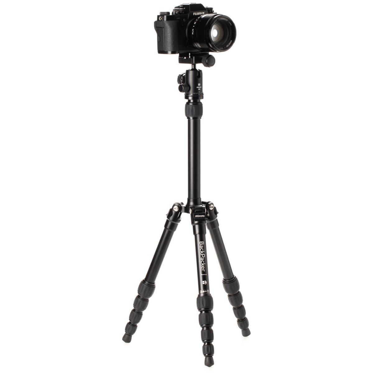 Benro MeFOTO BackPacker Classic Aluminum Travel Tripod with Ball Head - Compact Lightweight Camera Stand for DSLR Mirrorless Cameras - Perfect for Travel Photography, Hiking & Outdoor Adventures (Black)