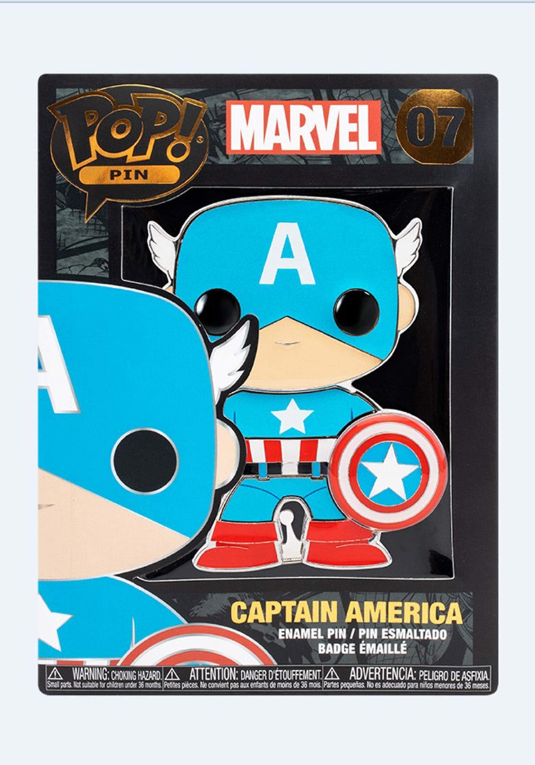 Funko Pop! Marvel Captain America Collectible Pin - Limited Edition Superhero Enamel Pin for Backpacks, Jackets & Caps | Perfect Gift for Marvel Fans & Collectors