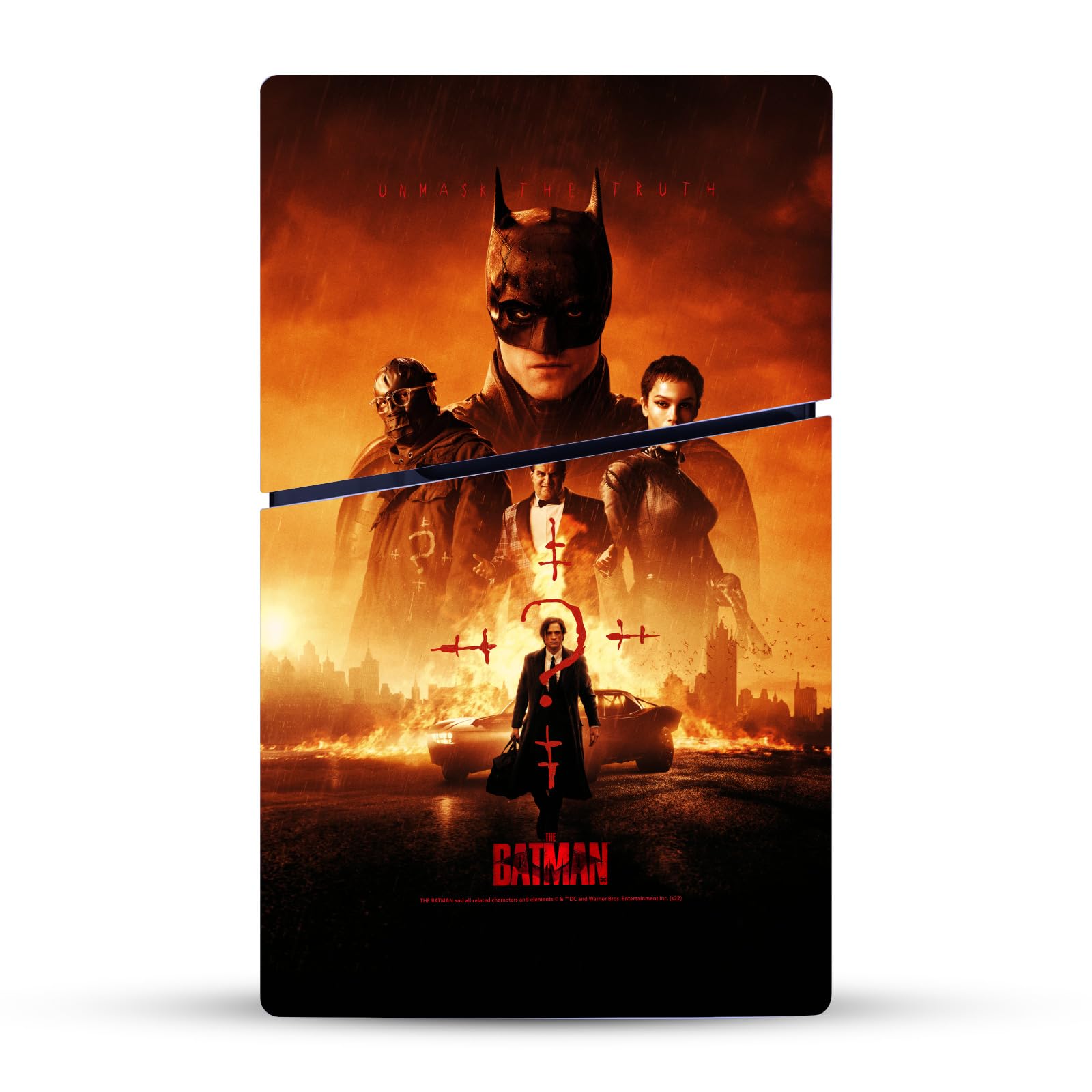 Official The Batman Neo-Noir Group Vinyl Sticker & Poster Skin Compatible with Sony PlayStation 5 PS5 Slim/PRO Disc Edition Console - Gaming Accessory for Superhero Fans & Console Customization