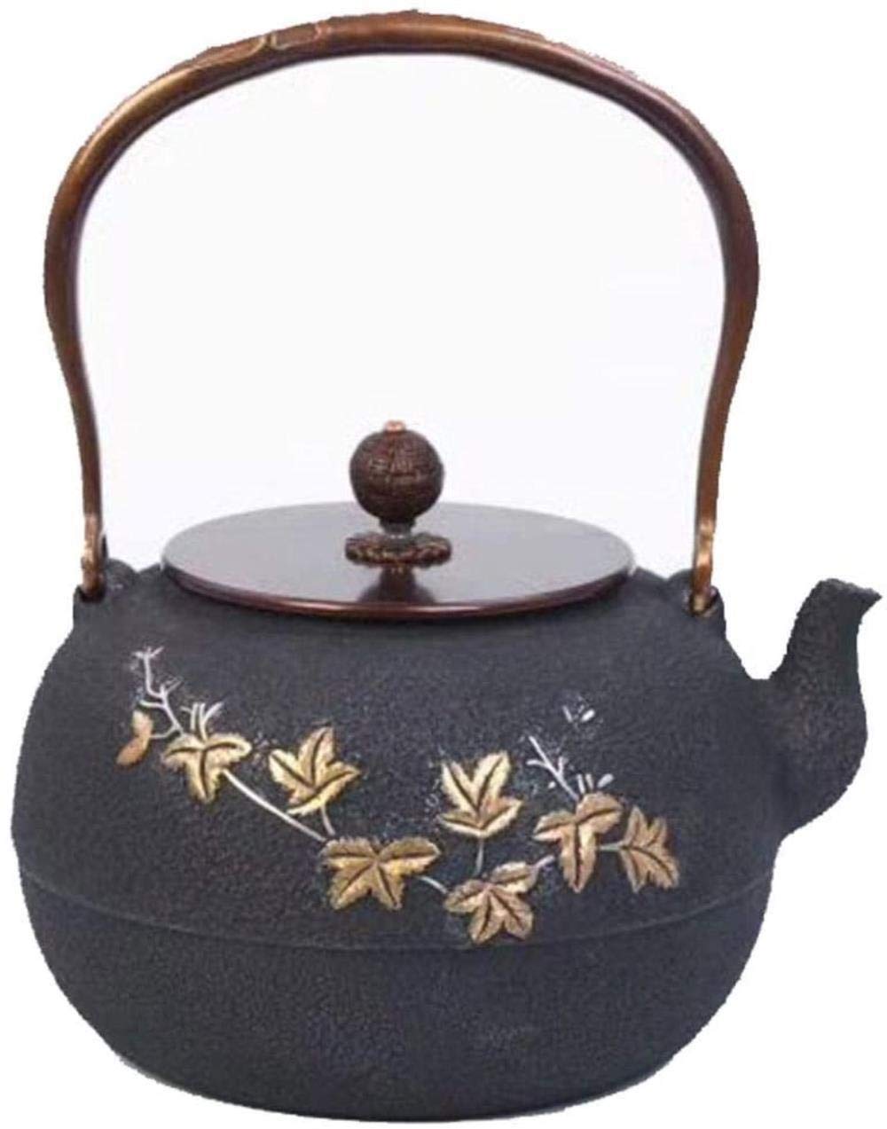 Premium Japanese Cast Iron Teapot 1.3L - Traditional Tetsubin Teapot with Daisy Pattern, Handcrafted Iron Kettle for Loose Leaf Tea Brewing - Perfect for Home Tea Ceremonies, Office Use & Gift Giving