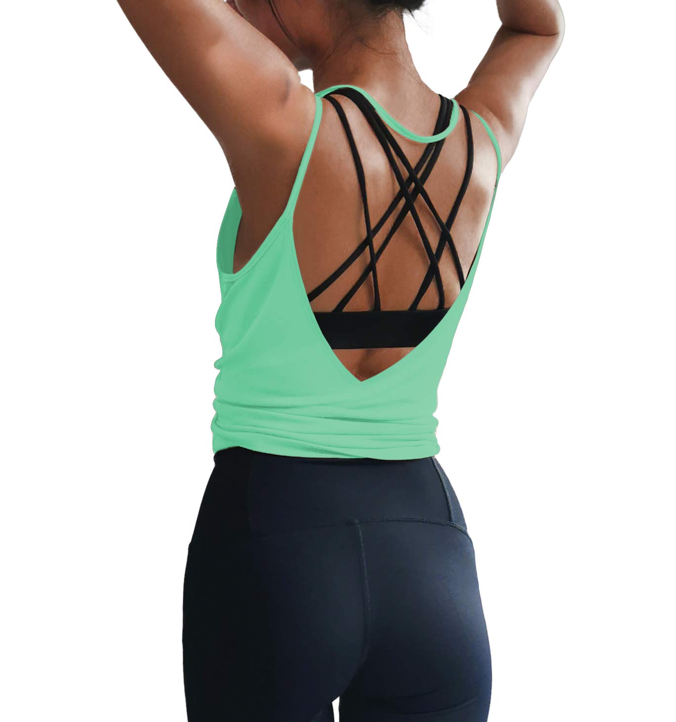 LEXISLOVE Women's Sexy Open Back Workout Shirts - Athletic Yoga Tank Tops for Gym, Running & Fitness | Breathable Activewear for Yoga, Pilates & Sports