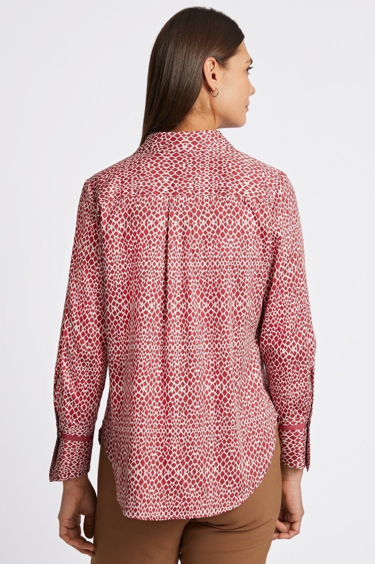 Iris Abstract Snakeskin Print Long Sleeve Tunic Top for Women - Elegant Blouse for Office, Party & Casual Outfits