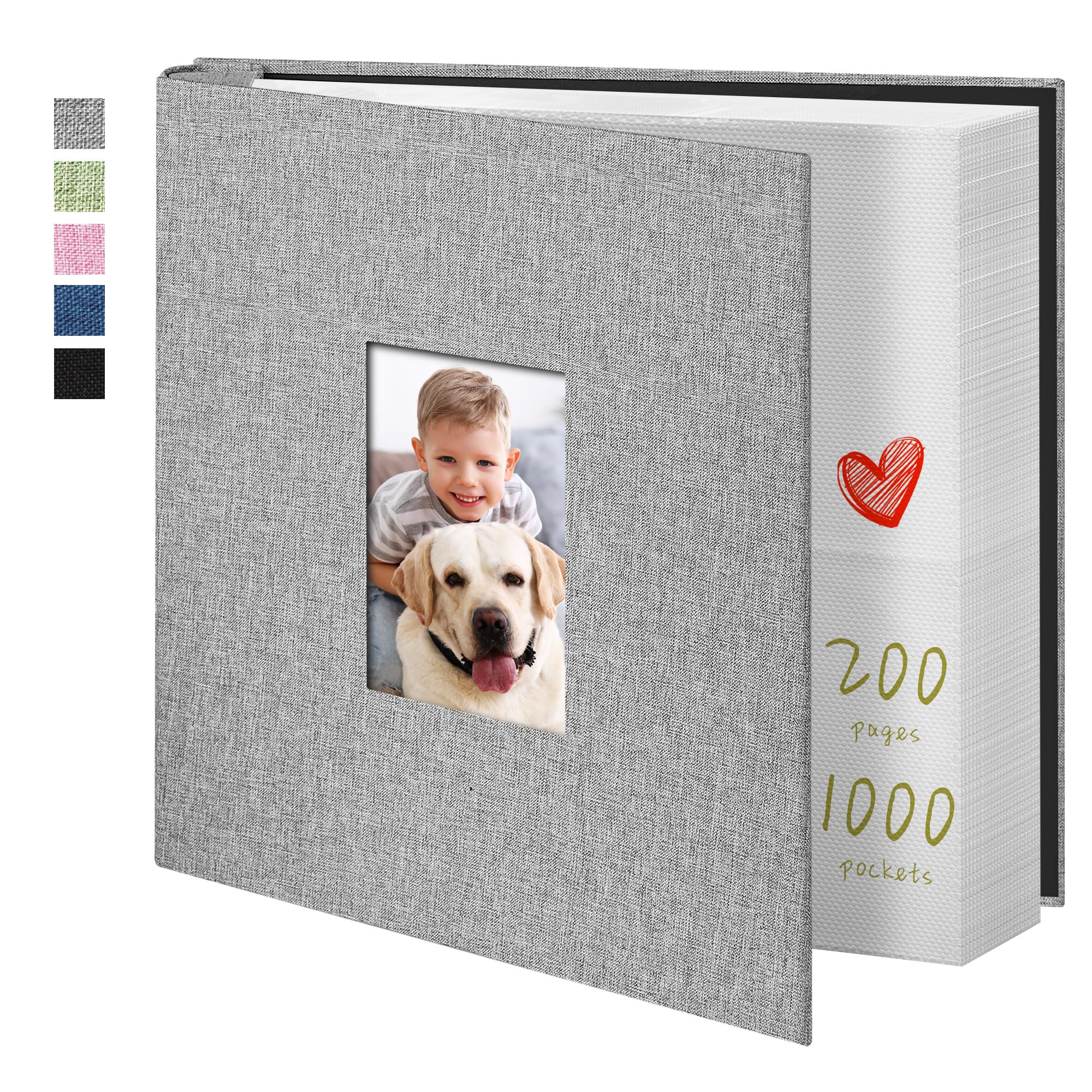4x6 Photo Album with 1000 Pockets - Large Capacity Linen Cover Picture Book for Family, Wedding & Baby Photos | Holds Vertical Pictures | Perfect for Home Decor, Gift Giving & Memory Preservation (Grey)