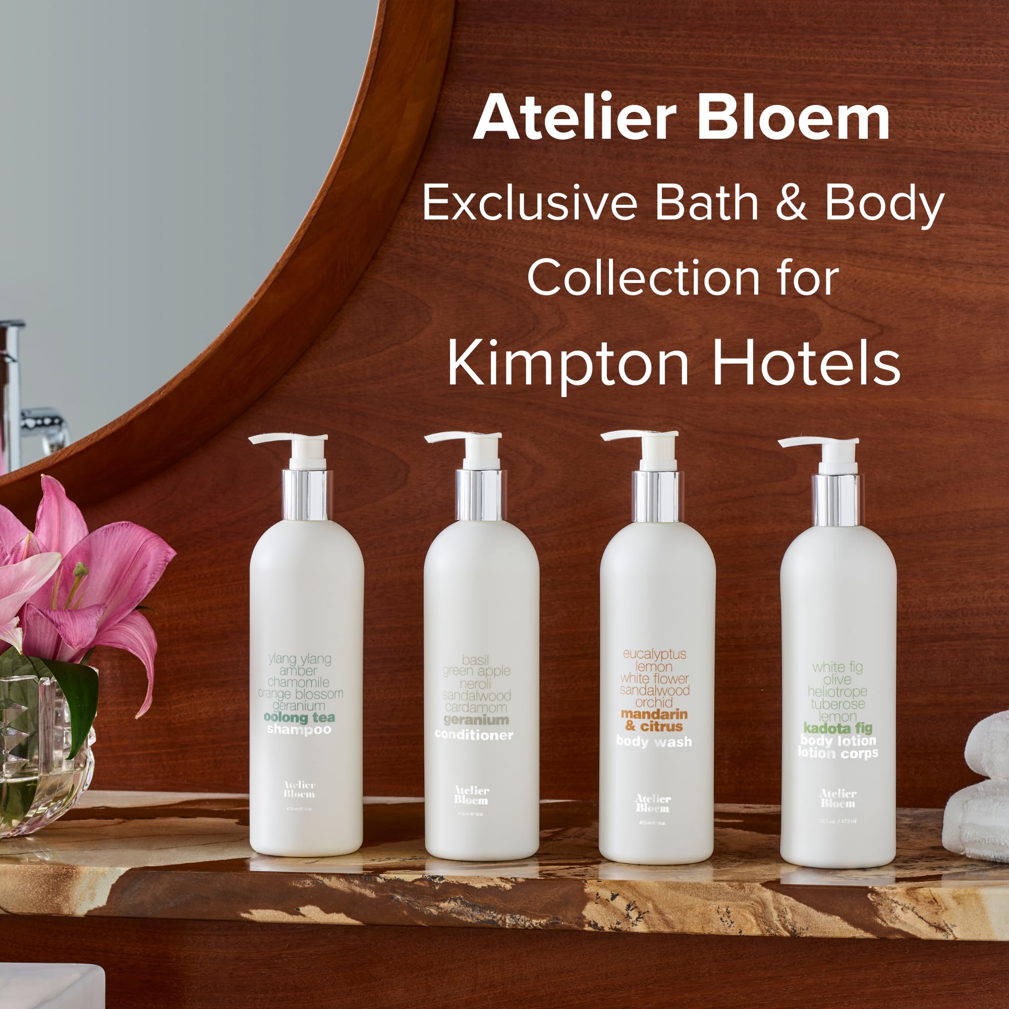 Atelier Bloem Mandarin & Citrus Purifying Body Wash - Kimpton Hotel Collection - 16 oz (Pack of 2) - Eucalyptus, Lemon, Sandalwood, Orchid Scented - Luxury Bath & Body Care for Spa-Like Relaxation at Home