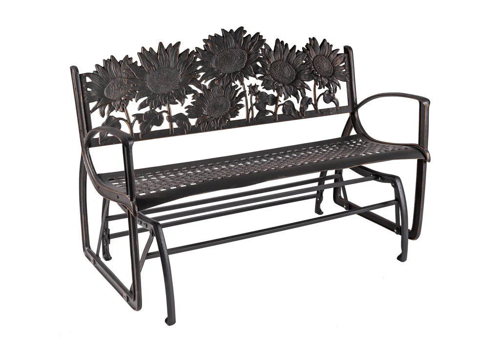 Outdoor Sunflower Glider Bench - Weather-Resistant Patio Swing Chair for Garden, Porch & Backyard Relaxation | Perfect for Reading, Lounging & Enjoying Nature