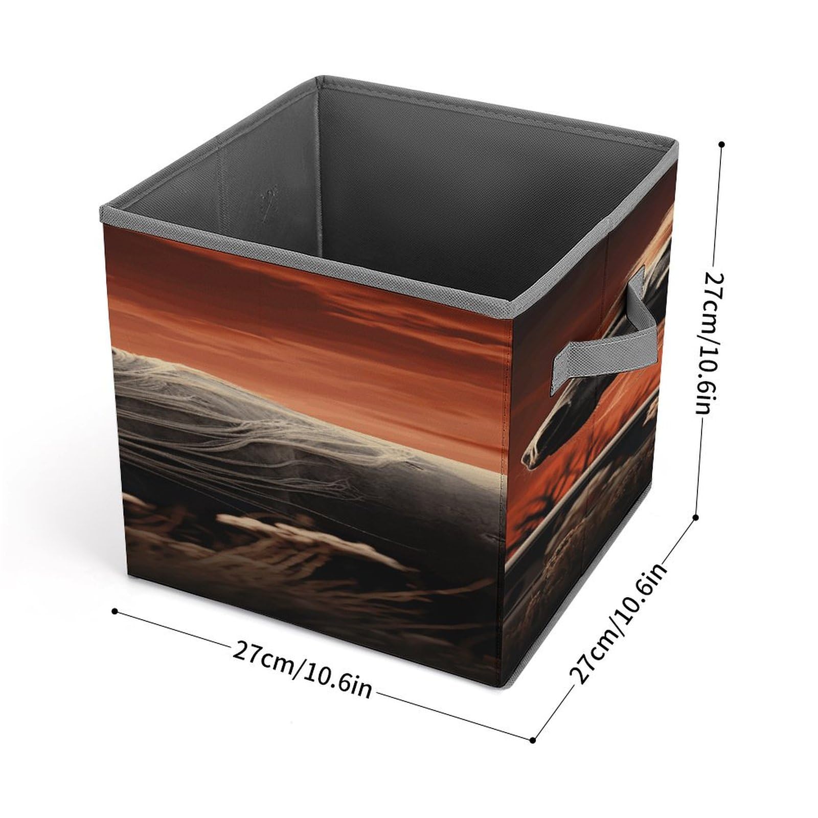 Mustang Printed Collapsible Storage Cubes - 10.6×10.6 Inch Foldable Fabric Bins with Handles for Home Organization | Perfect for Closet, Nursery, Office & Laundry Room Storage