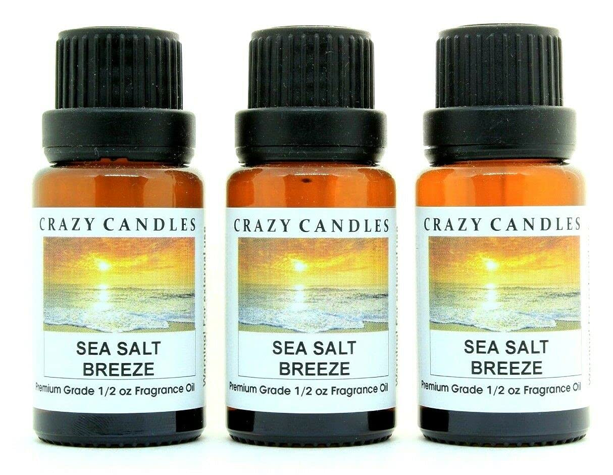 Premium Sea Salt Breeze Scented Fragrance Oil - 3 Pack (1/2 Fl Oz/15ml Each) - Aromatherapy, Diffuser, Candle Making & Home Fragrance
