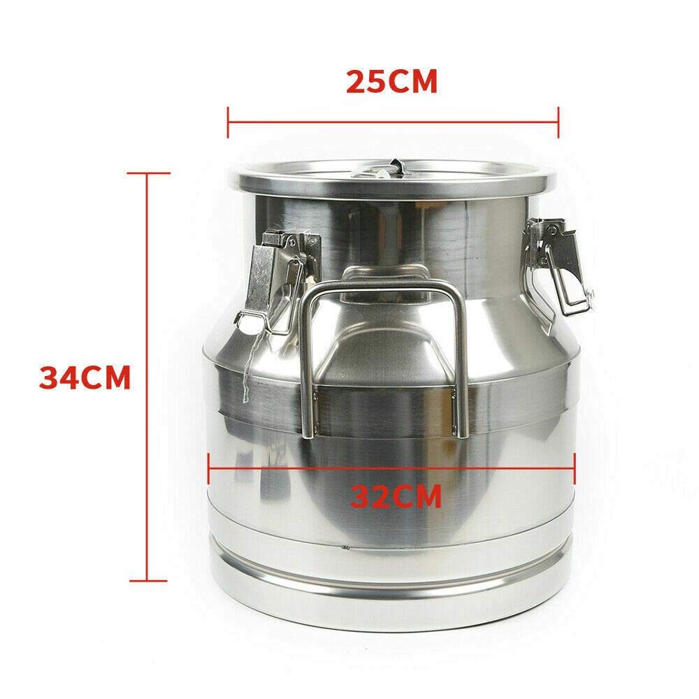 20L/5.25Gal Stainless Steel Milk Can with Silicone Seal - Food Grade Transport Barrel for Milk, Oil, Wine - Ideal for Farm, Dairy, Brewing & Home Use