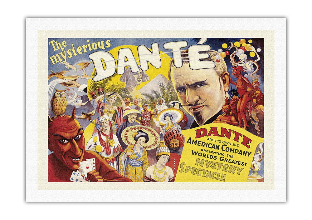 The Mysterious Danté - Vintage 1932 Magic Show Poster - 27x40 Inch Fine Art Canvas Print - Perfect for Home Theater, Magic Themed Decor & Collector's Display