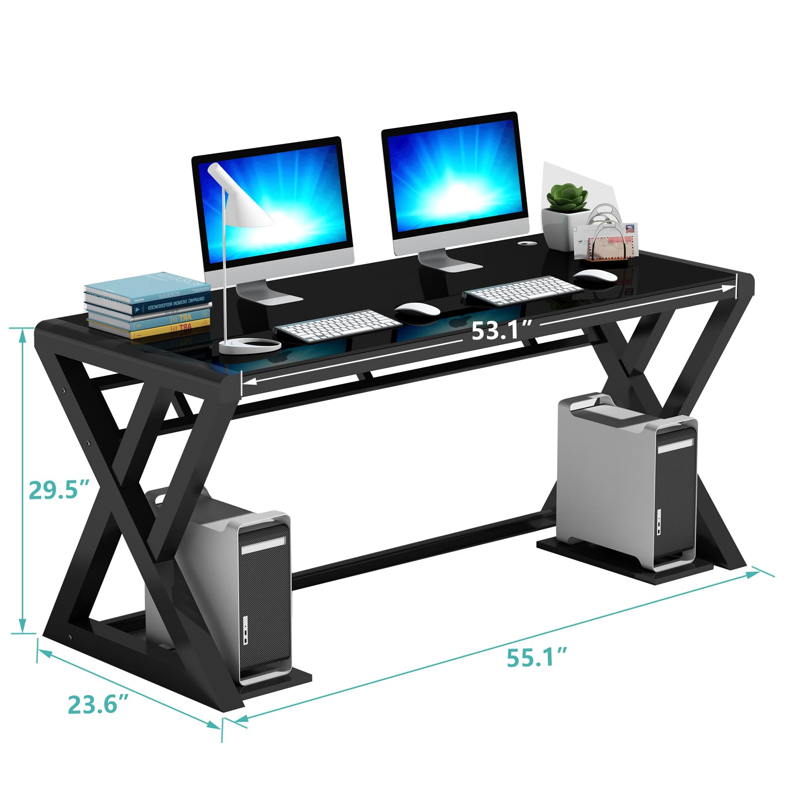 Premium Tempered Glass Computer Desk - 55.1