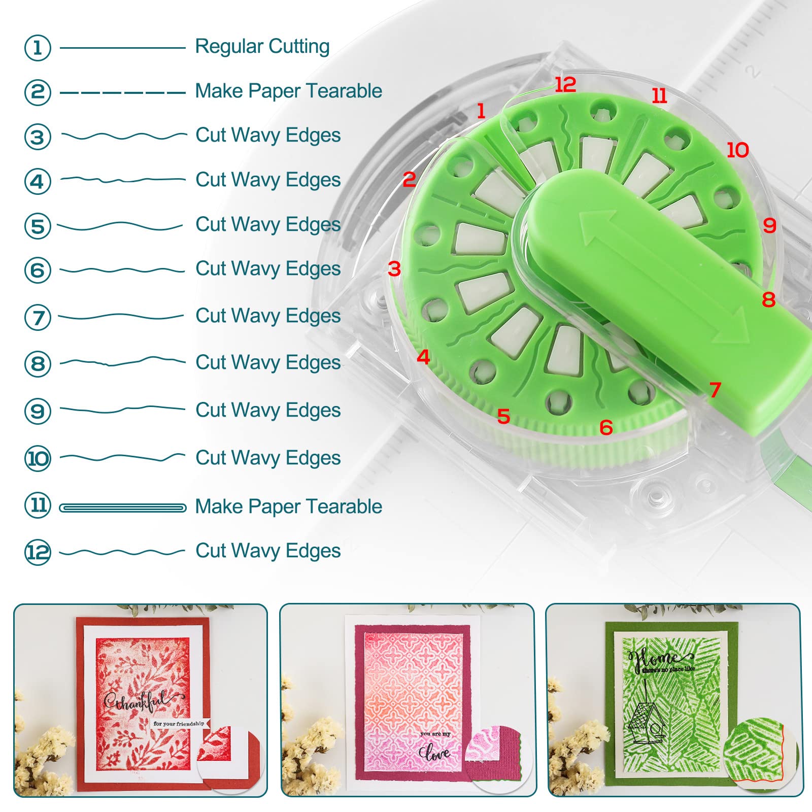 12-in-1 Mini Paper Cutter - Cardstock Paper Trimmer with Decorative Blades for Scrapbooking, Crafting, Postcards & DIY Projects | Perfect for Creating Decorative Edges on Invitations, Journals & Photo Albums