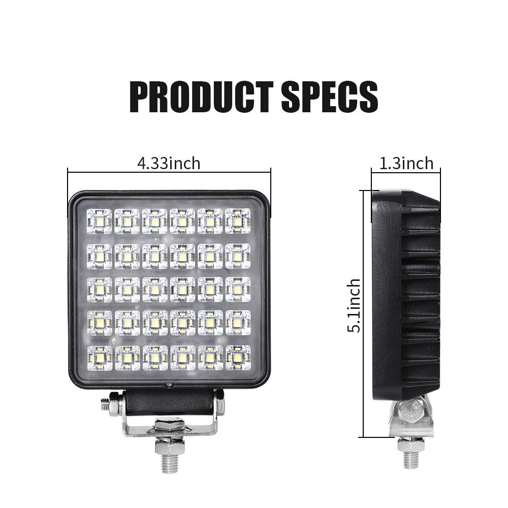 Exzeit 60W LED Work Light Bar for Trucks & Tractors - 4200LM 150° Flood Beam Off-Road Lights (4.4 Inch, 12V/24V) - Perfect for Night Driving, Construction Sites & Farm Equipment Lighting